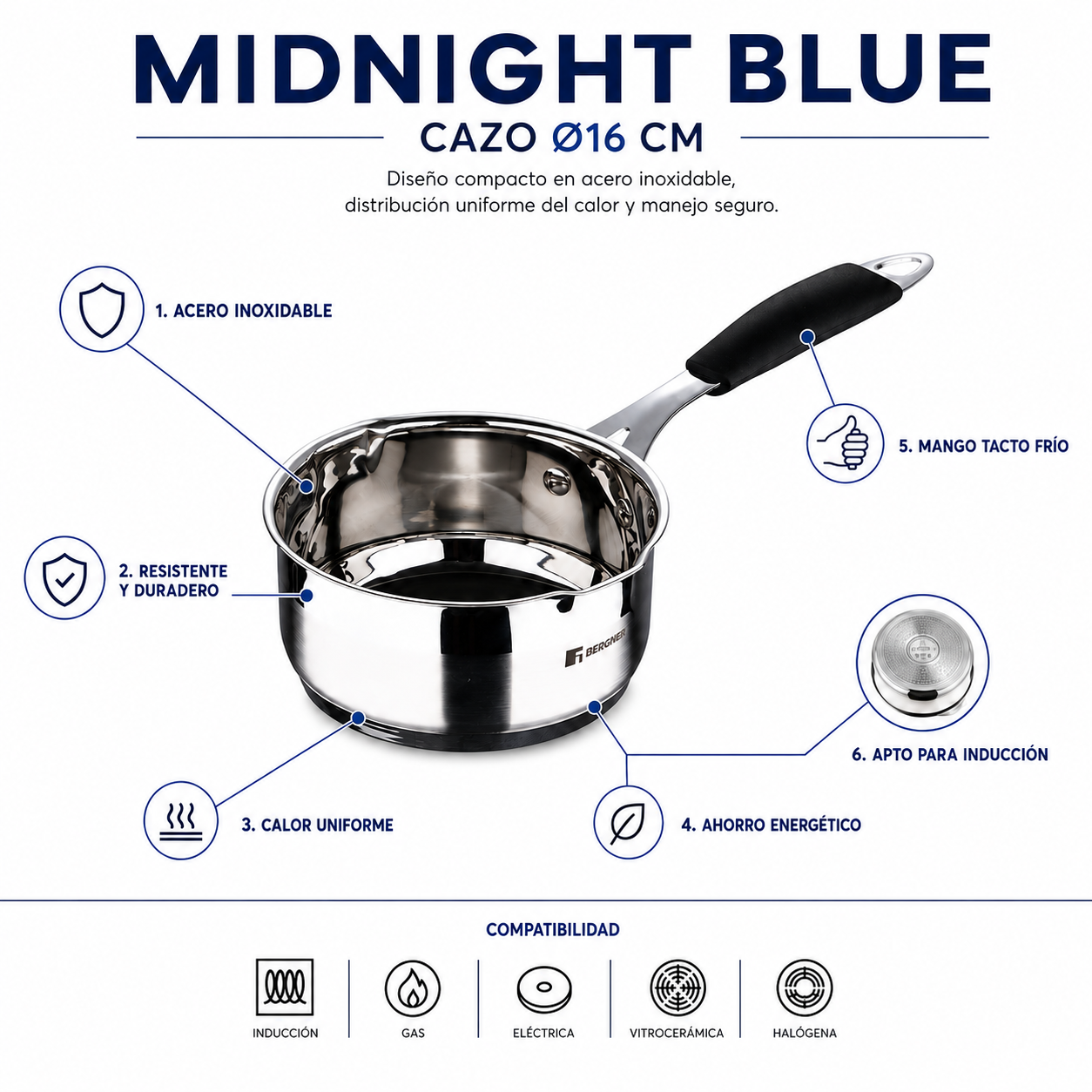 CAZO ACERO INOXIDABLE MIDNIGHT BLUE 16 CM-1