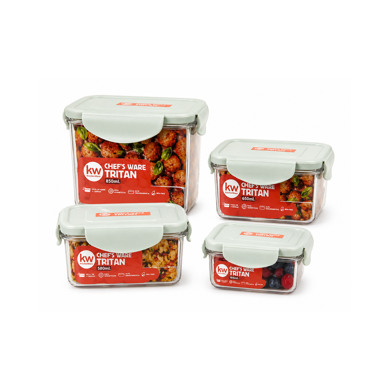 SET 4 CONTENEDORES HERMÉTICOS TRITAN BPA FREE-0