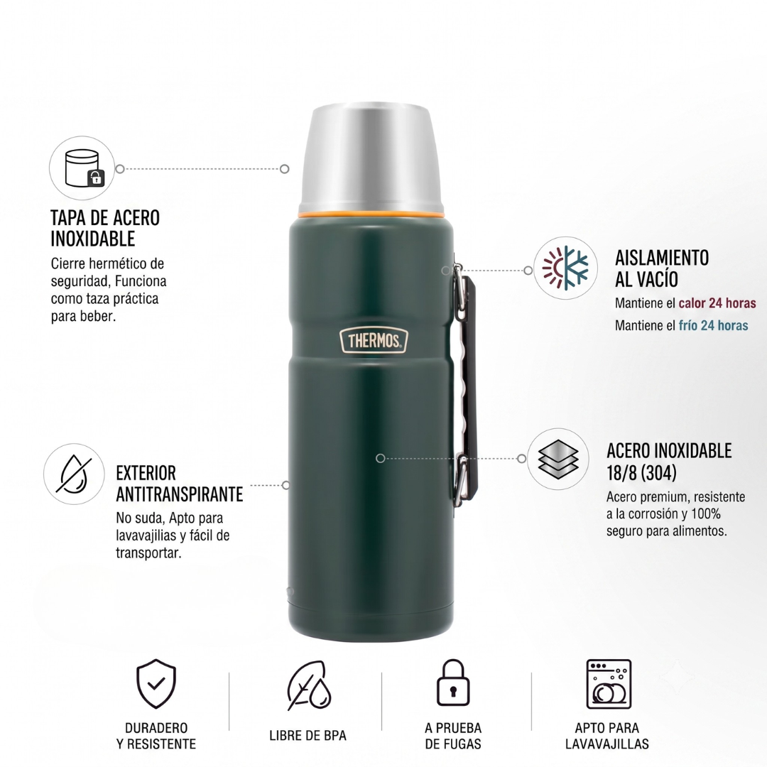 TERMO LIQUIDO ACERO INOX KING 1,2L MATT GREEN-4
