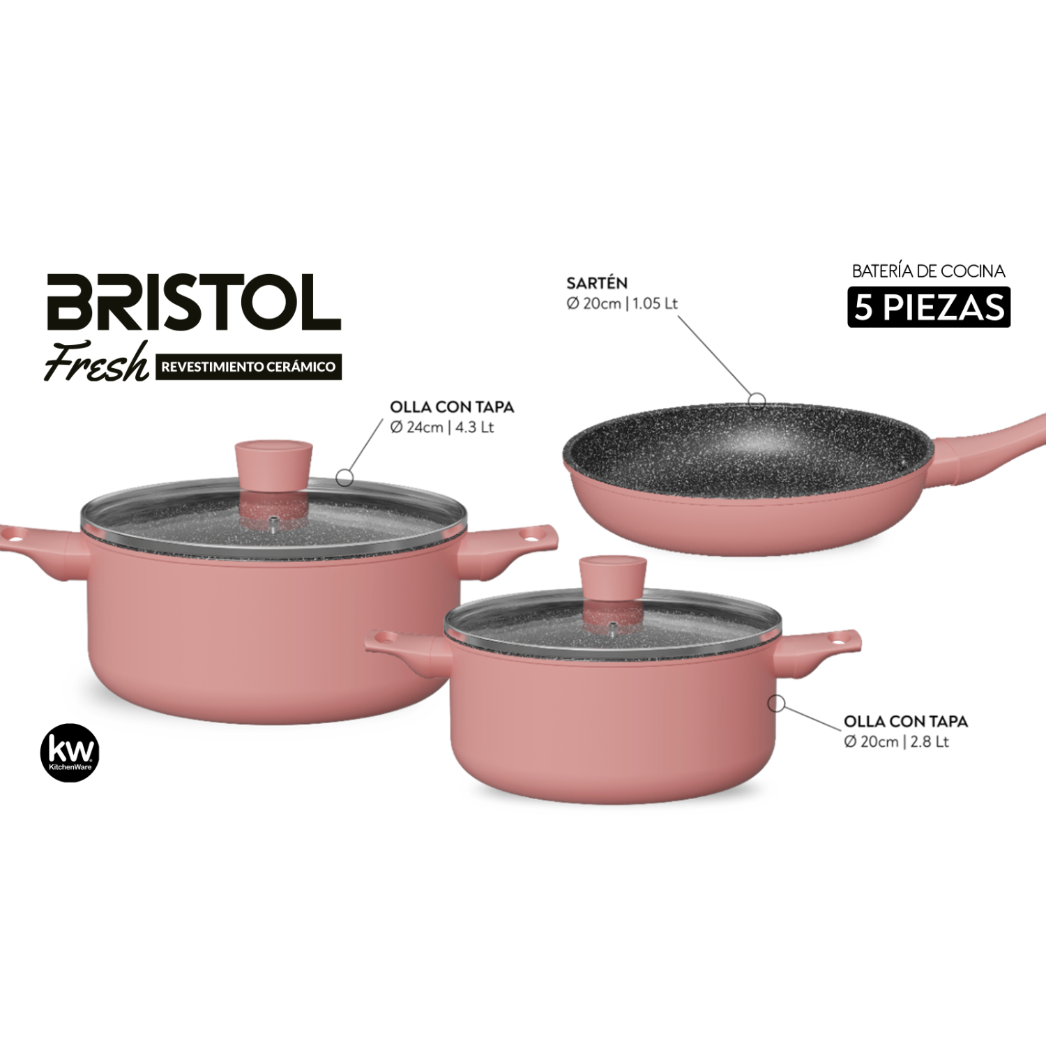 BATERIA 5 PIEZAS ALUMINIO FORJADO BRISTOL FRESH-2
