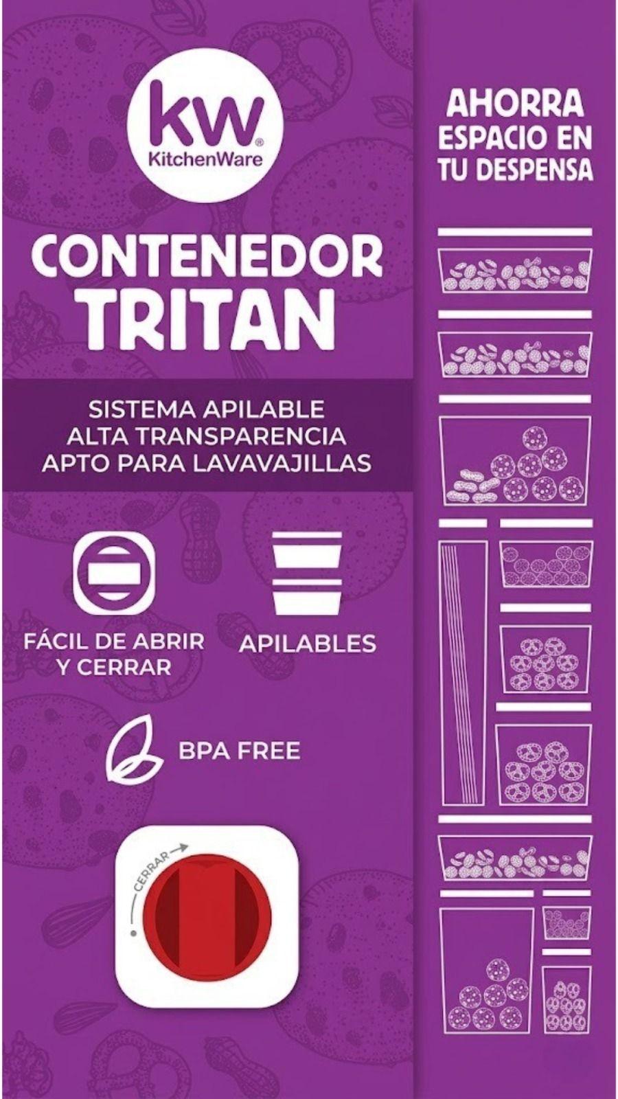 CONTENEDOR HERMÉTICO RECTANGULAR 850ML TRITAN - KITCHENWARE-2
