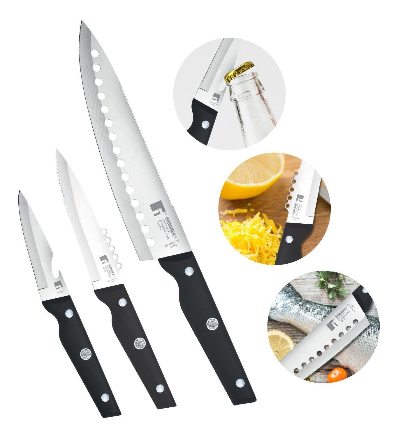 SET 3 CUCHILLOS ACERO INOXIDABLE REECO-0