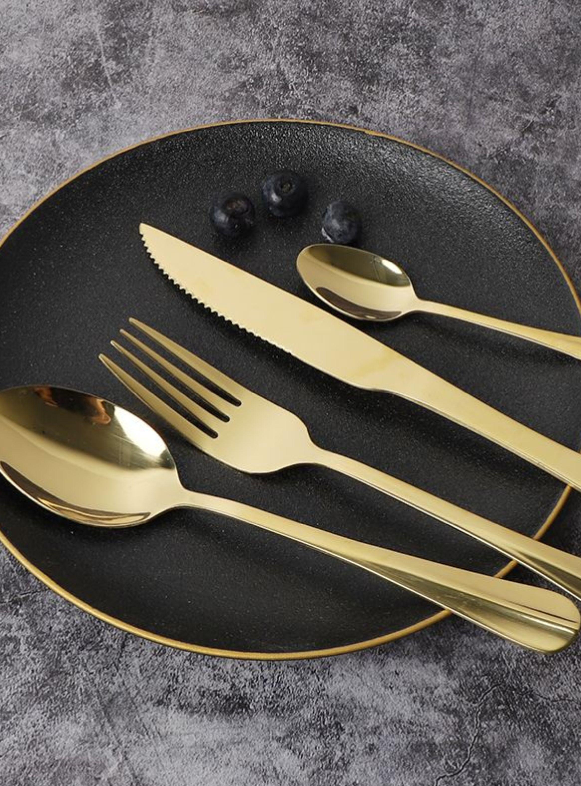SET DE CUBIERTOS 24 PIEZAS ACERO INOXIDABLE CAPRI GOLD-2