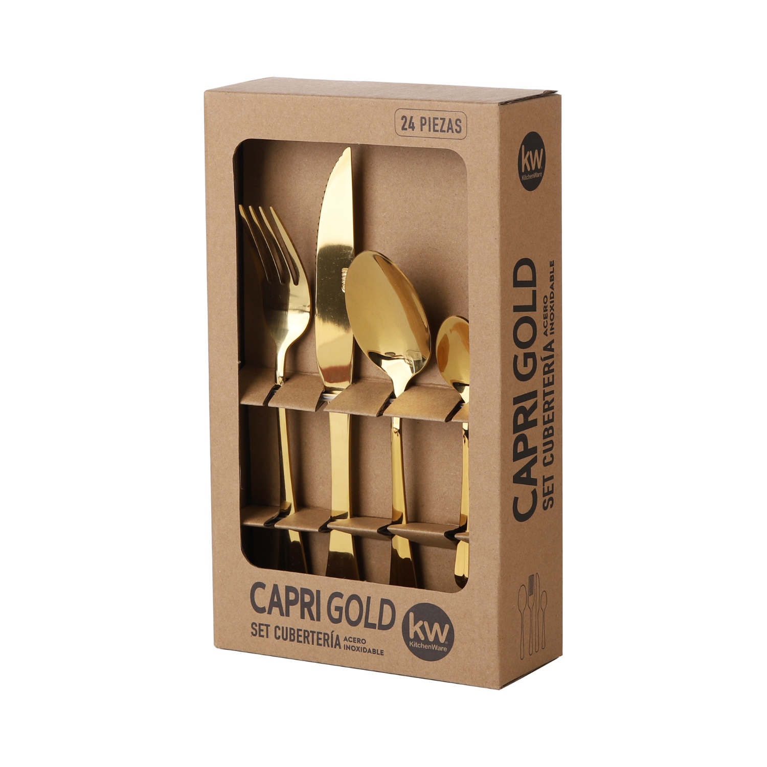 SET DE CUBIERTOS 24 PIEZAS ACERO INOXIDABLE CAPRI GOLD-2