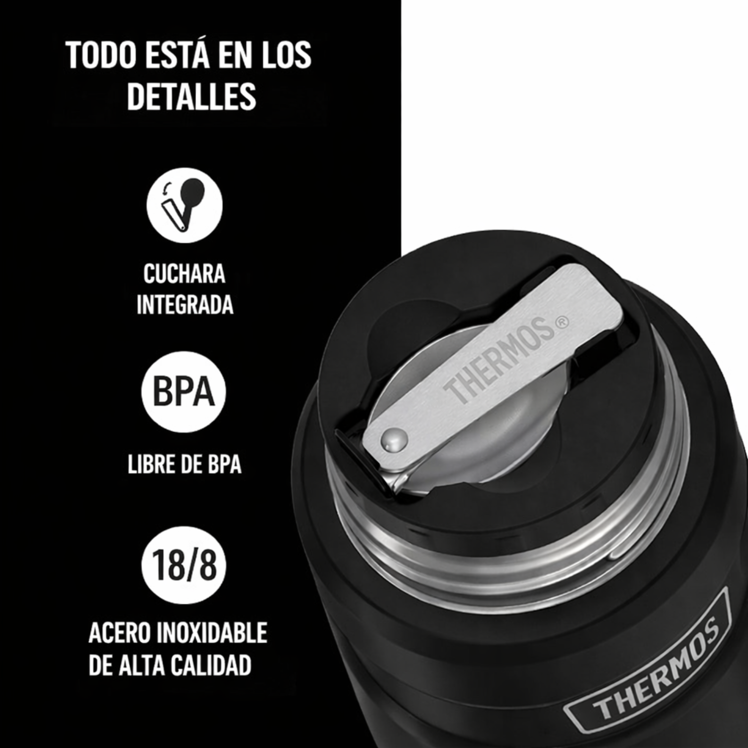 TERMO COMIDA 470ML KING ACERO INOXIDABLE NEGRO-1