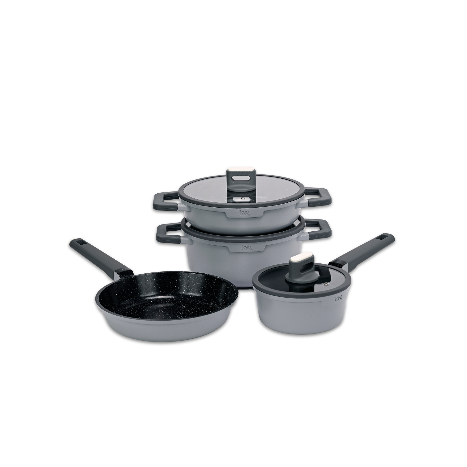 BATERIA DE COCINA 7 PIEZAS CHELSEA ALUMINIO FUNDIDO GRIS-4