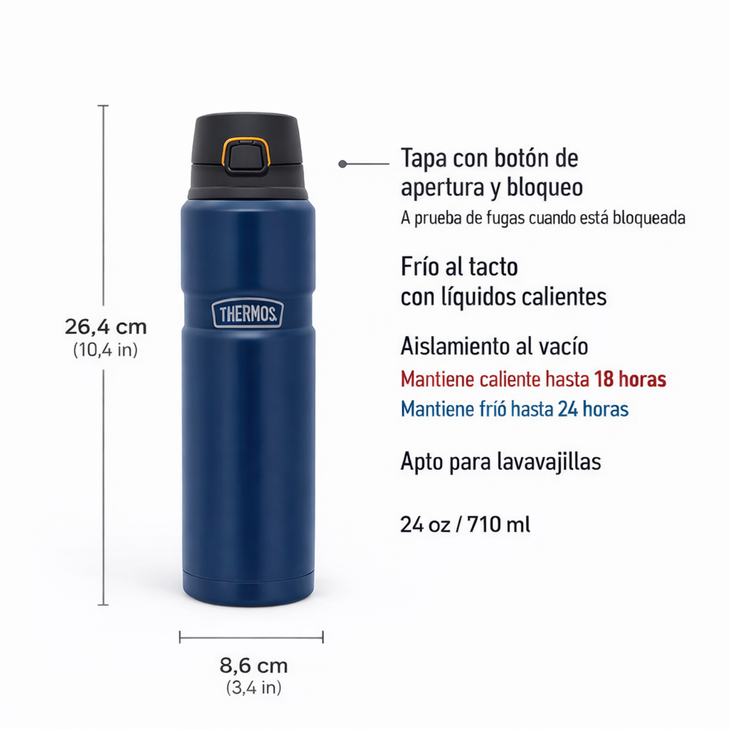 BOTELLA ACERO INOX KING 710ML MATT NAVY-5