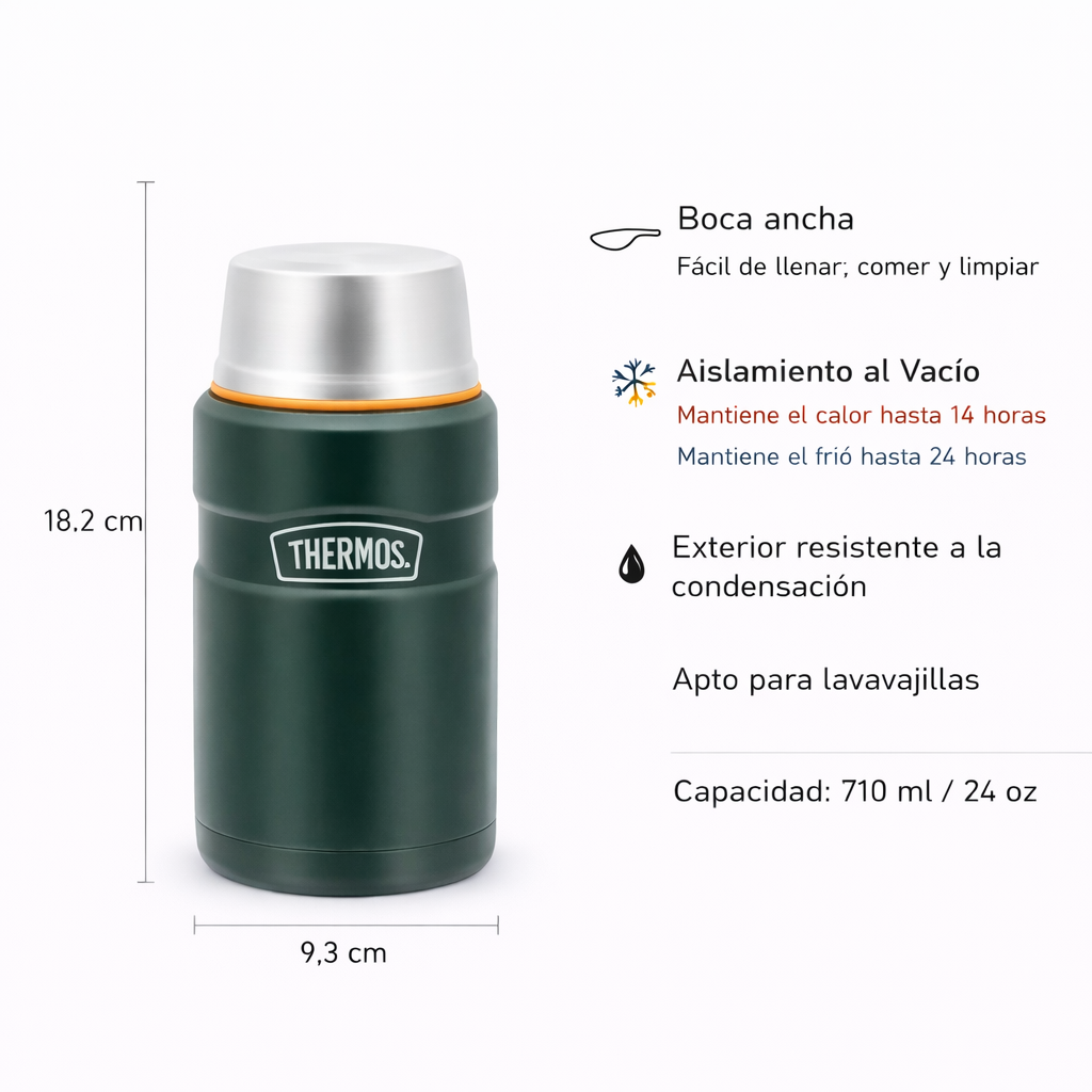 TERMO COMIDA ACERO INOX KING 710ML MATT GREEN-1