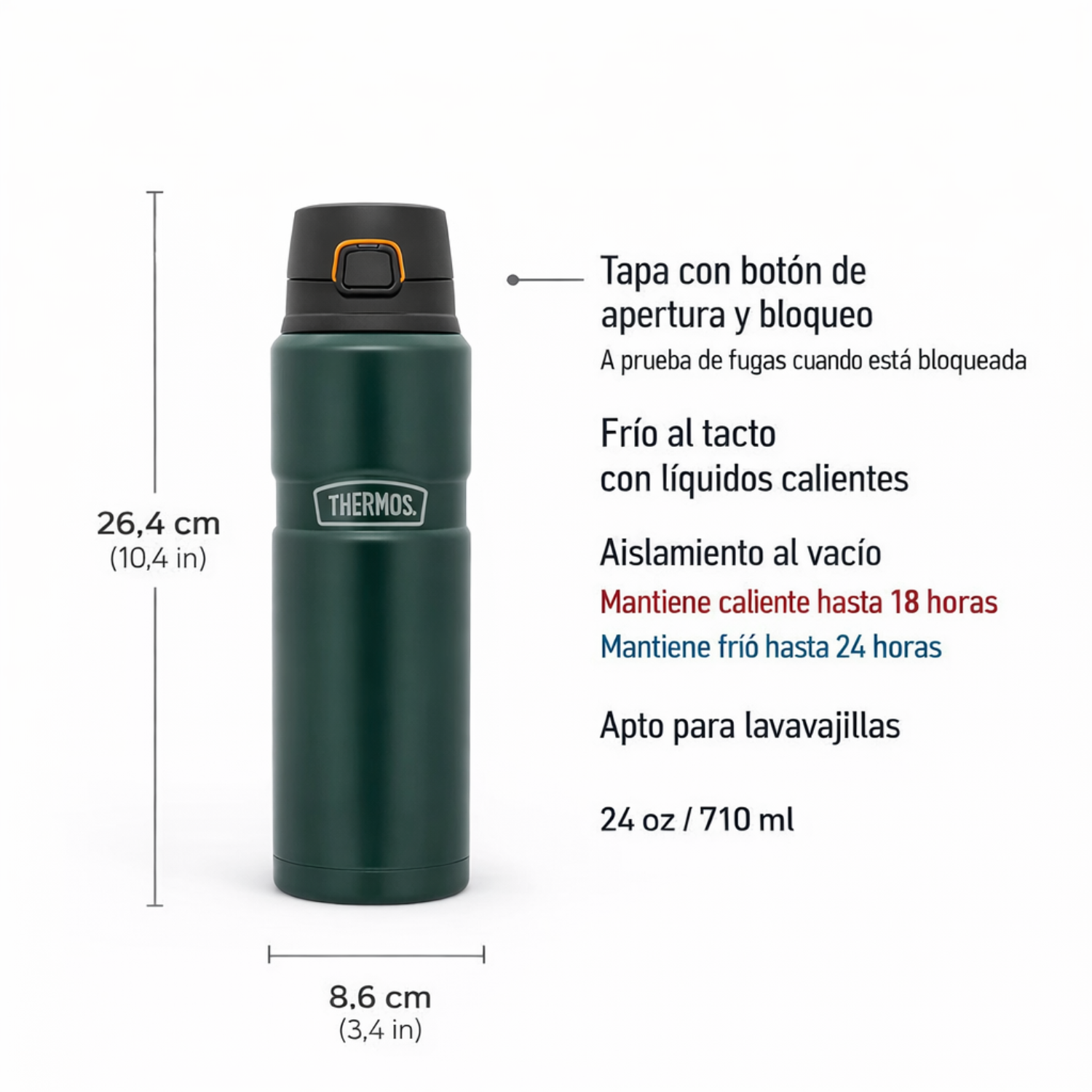 BOTELLA ACERO INOX KING 710ML MATT GREEN-1