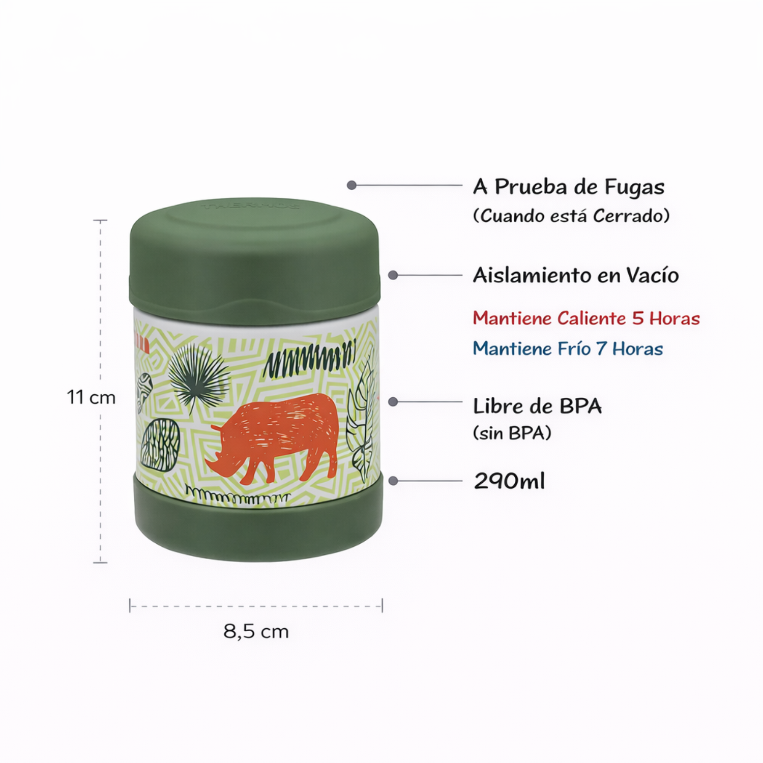 TERMO COMIDA ACERO INOXIDABLE JUNGLE KINGDOM 290ML-1