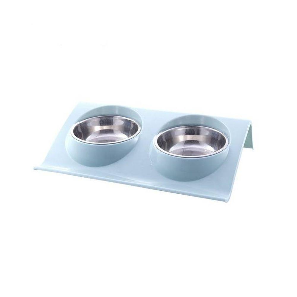 Comedero Plato Doble Acero Inoxidable Anti Hormiga Gato 14cm-0