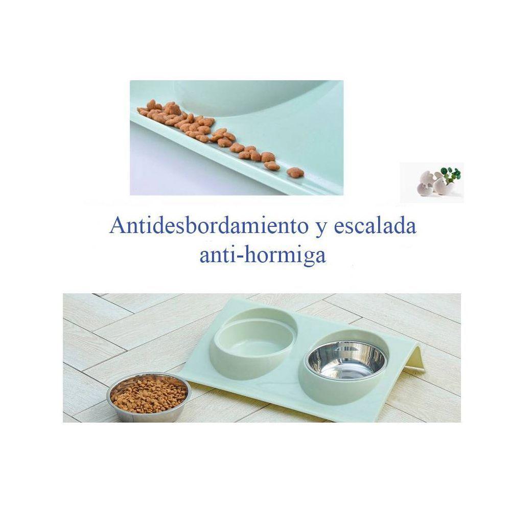 Comedero Plato Doble Acero Inoxidable Anti Hormiga Gato 14cm-3