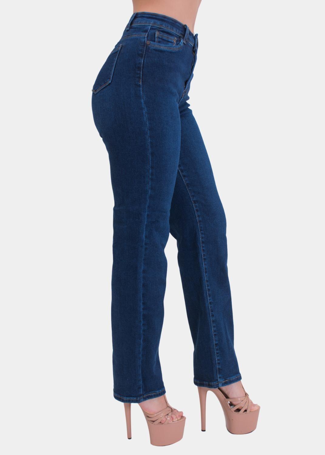 Jeans Straigth 90s Azul Elasticado Push Up-2