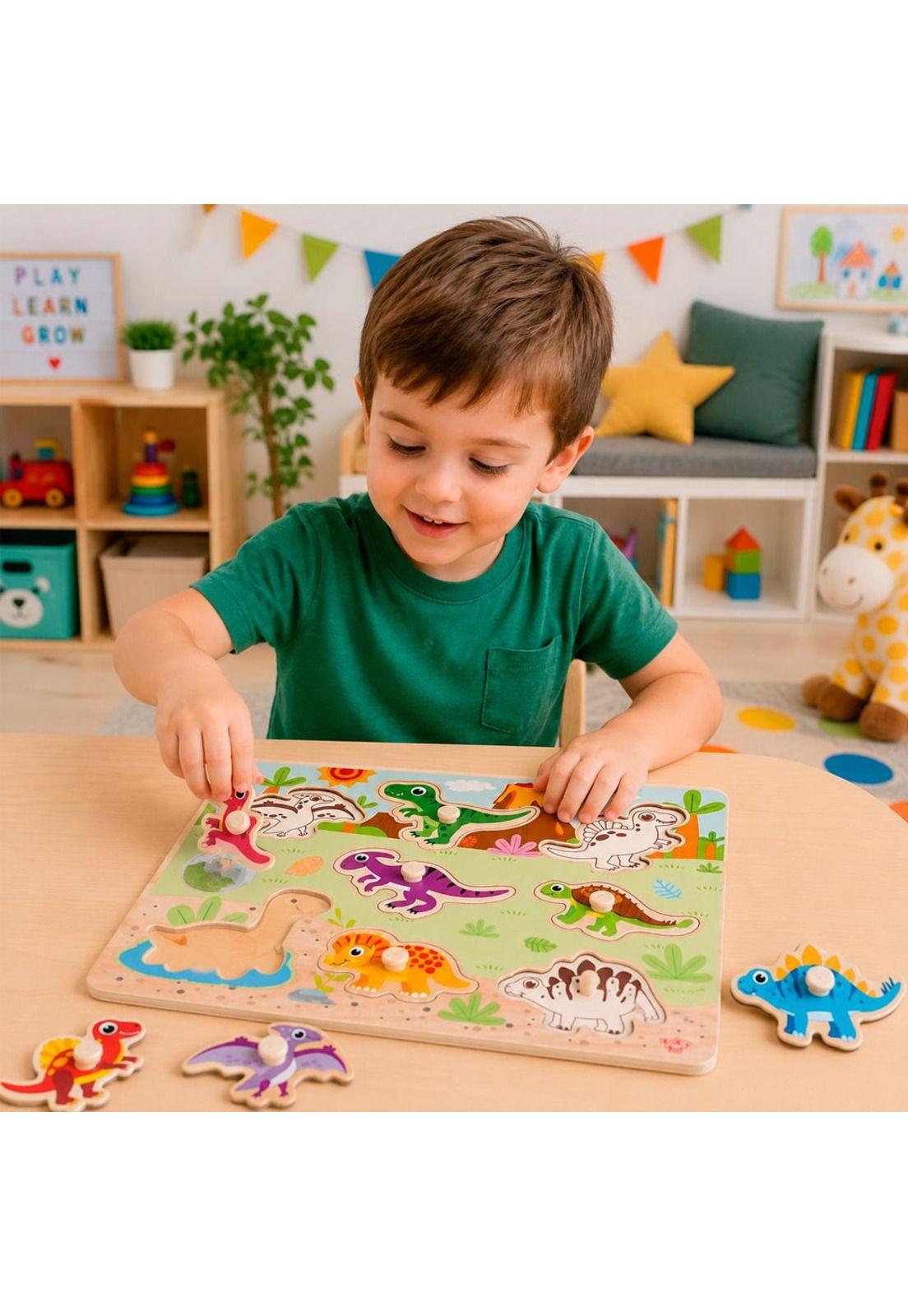 Puzzle Dinosaurio 10 Piezas Encajables Tooky Toy-2