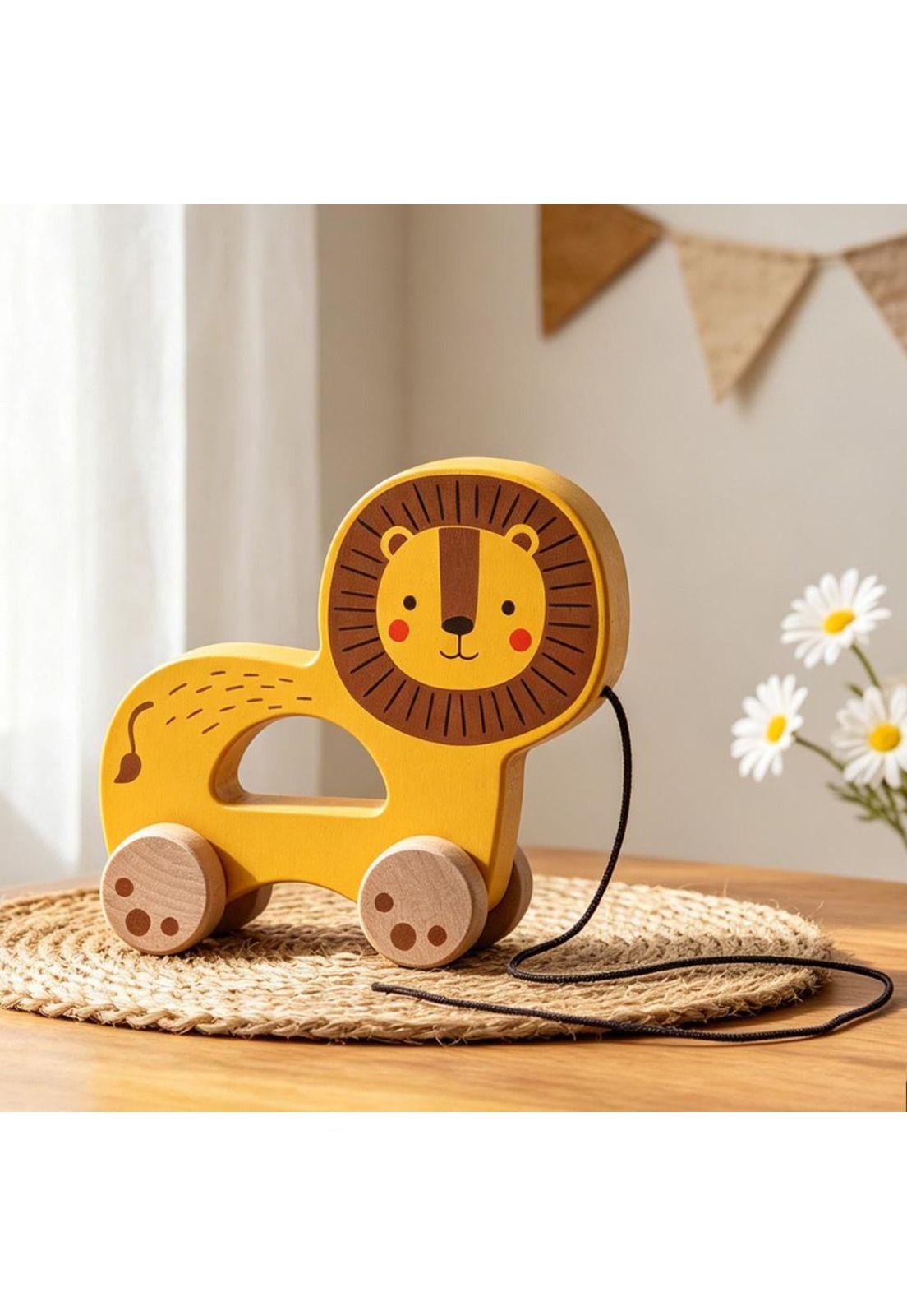León de Madera Para Arrastrar Tooky Toy-3