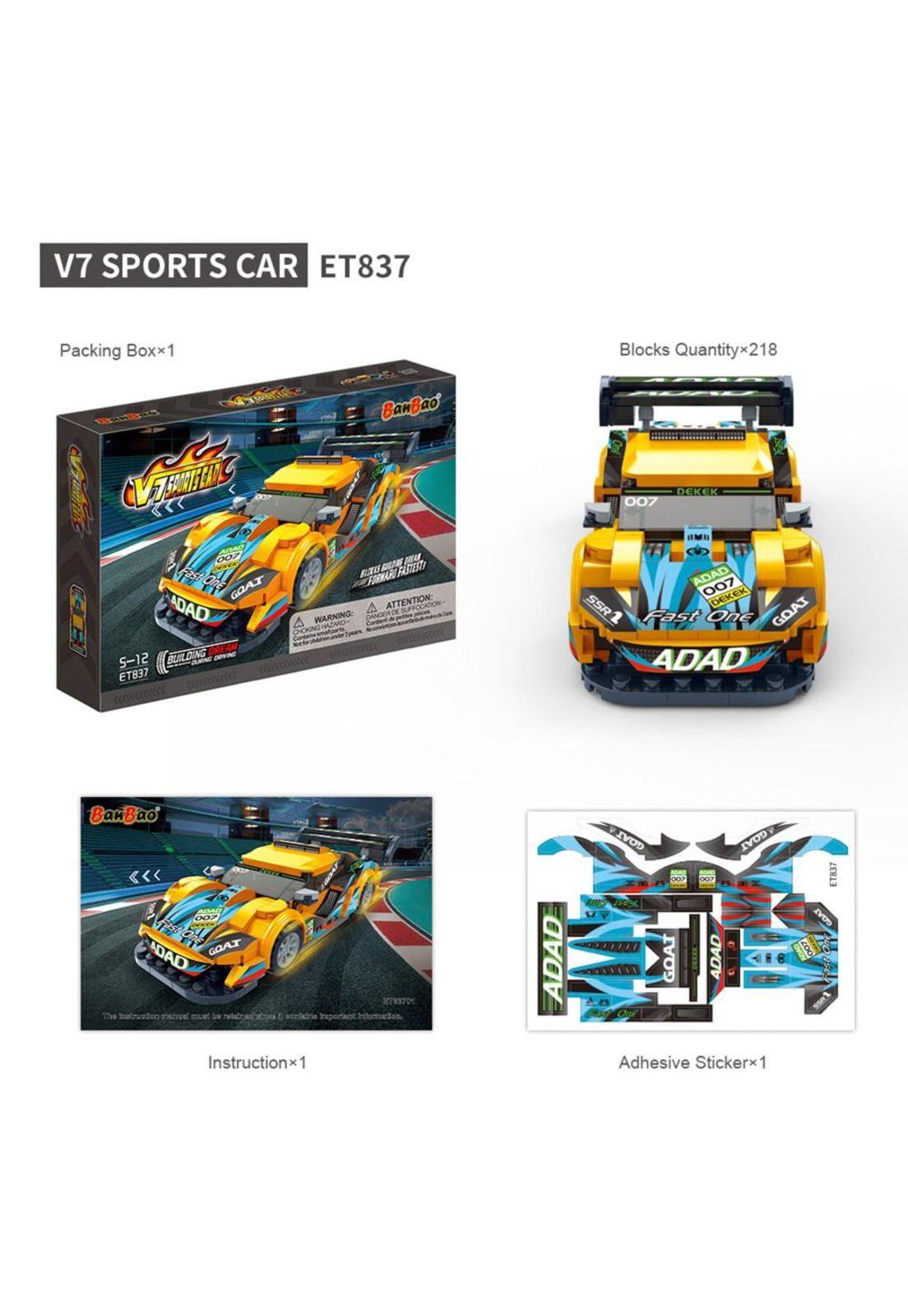 Set de Bloques Auto de Carrera V7 Amarillo BanBao-2