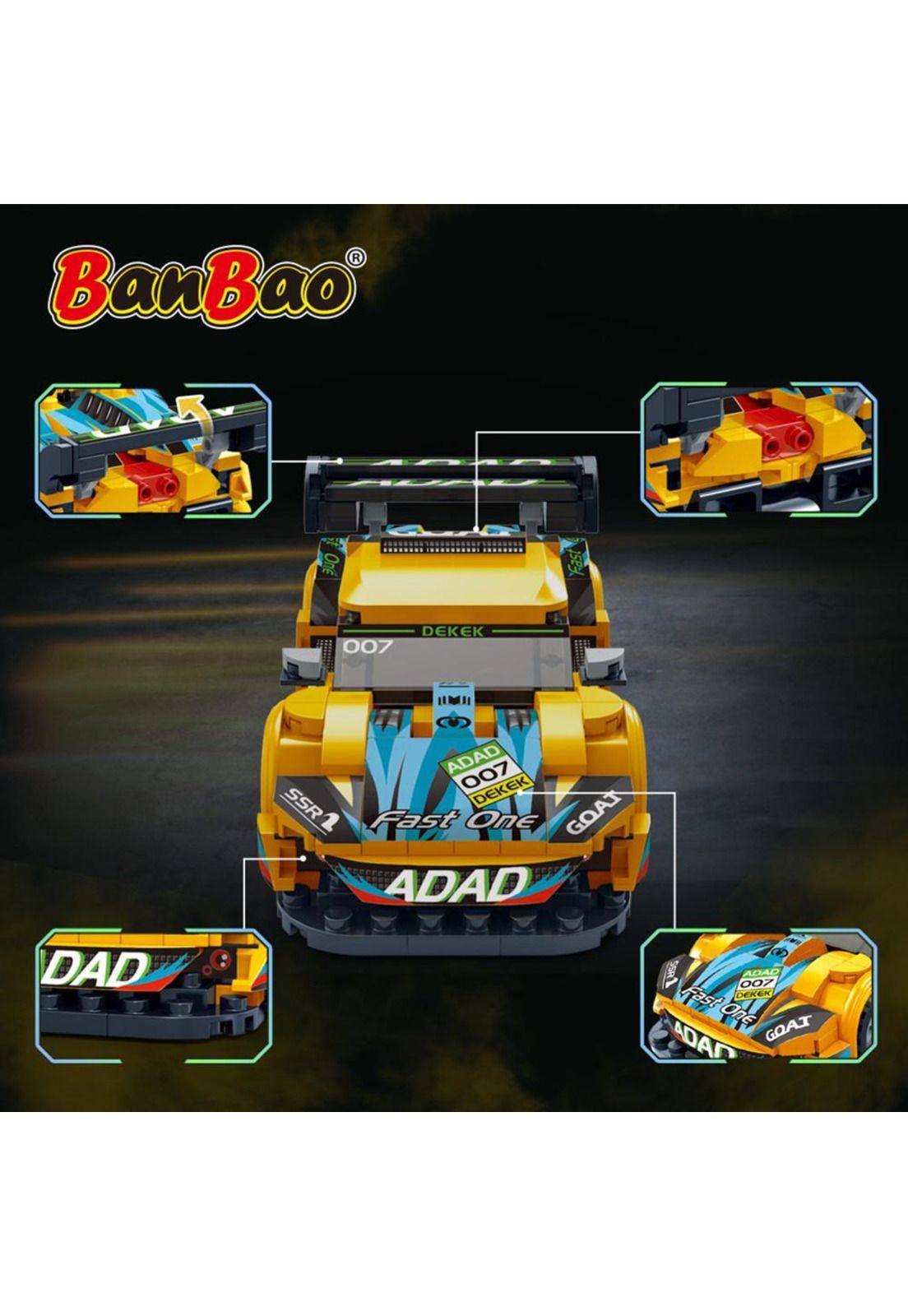Set de Bloques Auto de Carrera V7 Amarillo BanBao-4