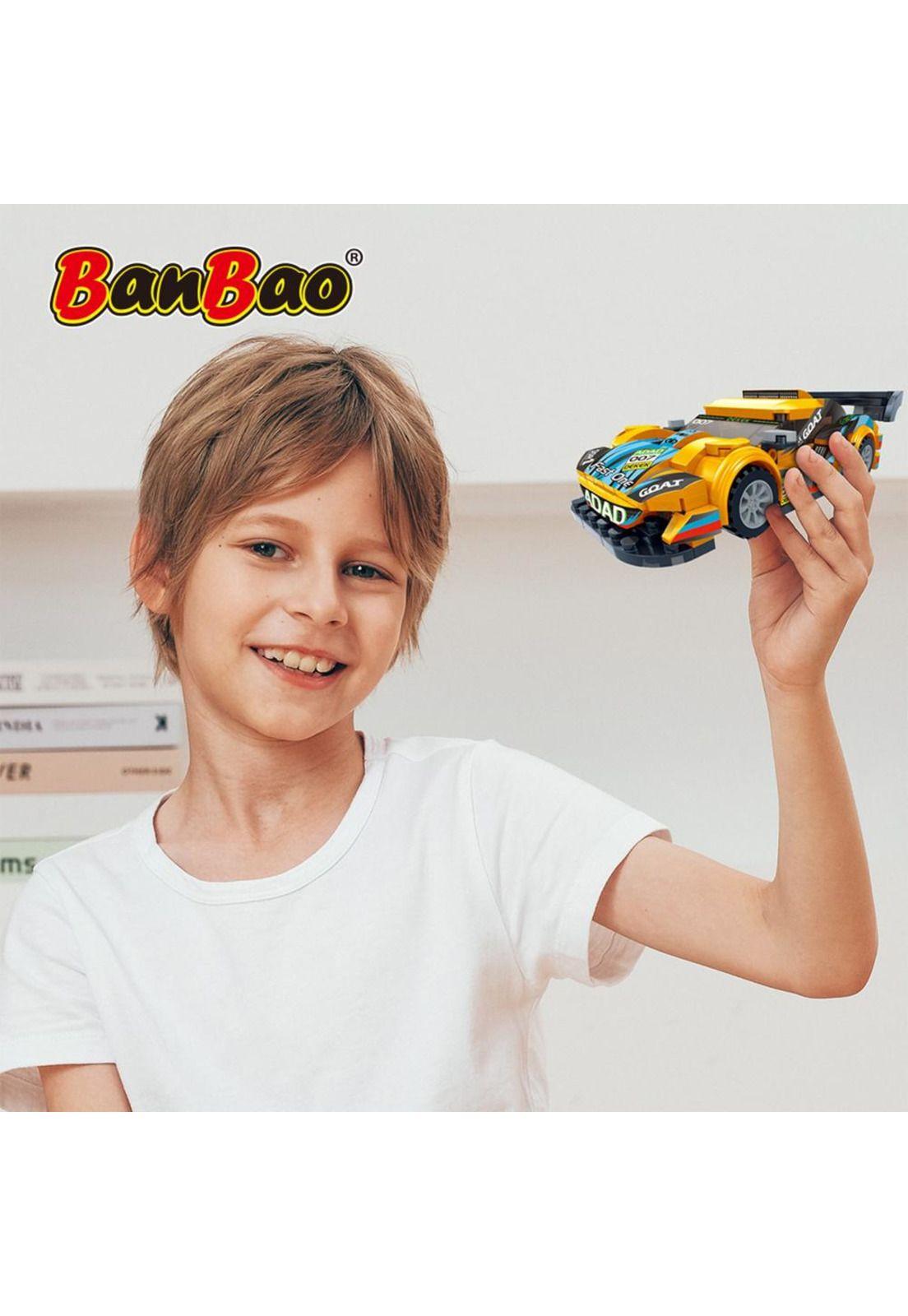 Set de Bloques Auto de Carrera V7 Amarillo BanBao-5