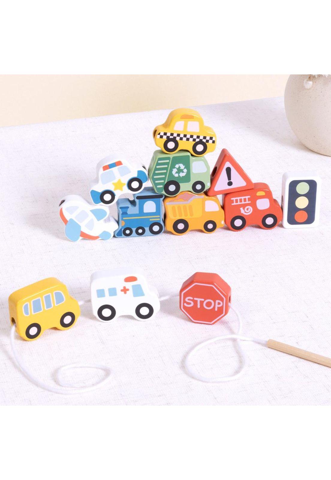 Juguete Didáctico Transporte de Madera para Enhebrar Tooky Toy-4