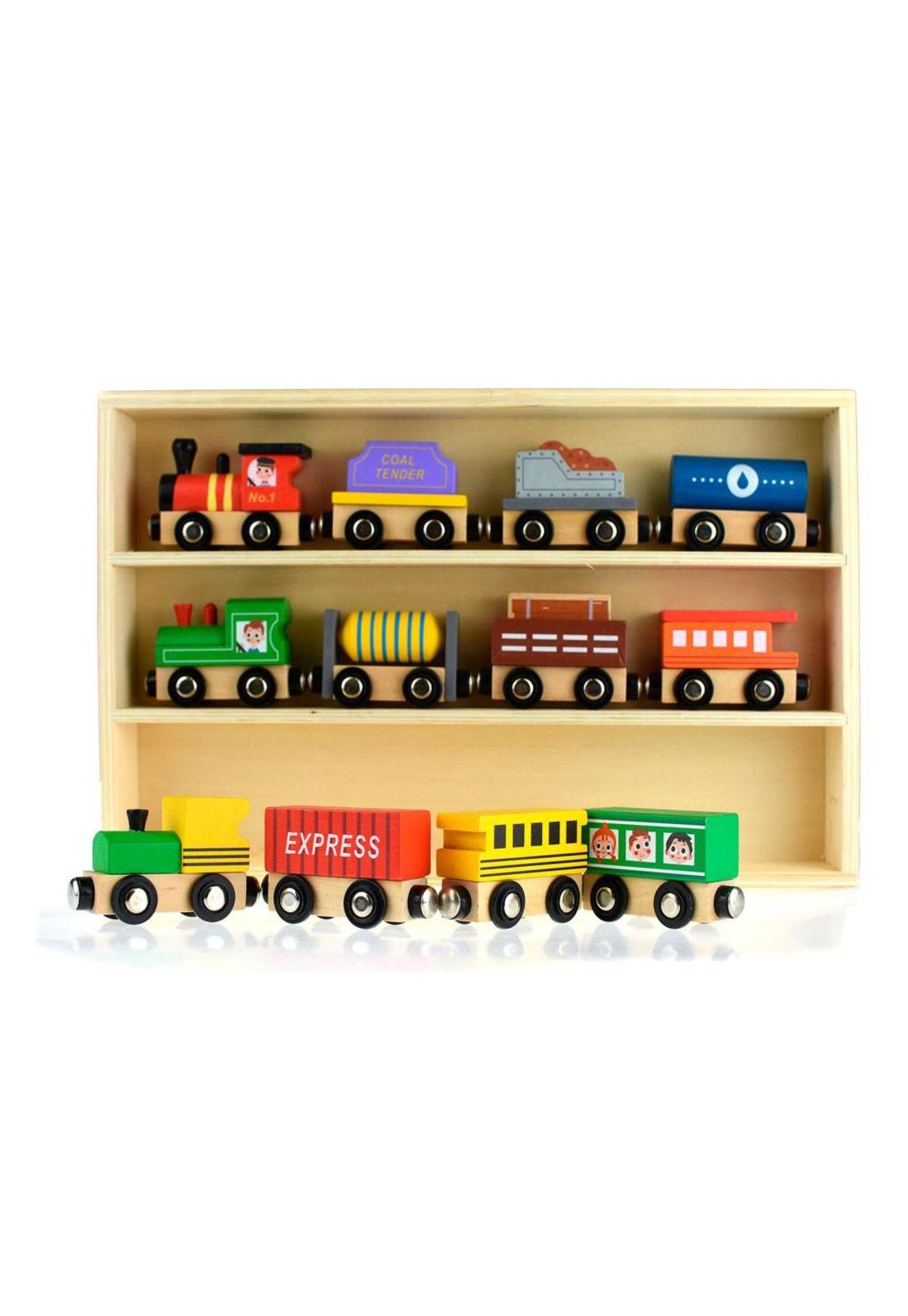 Juego de Tren y Vagón de Madera 12 Piezas Tooky Toy-2