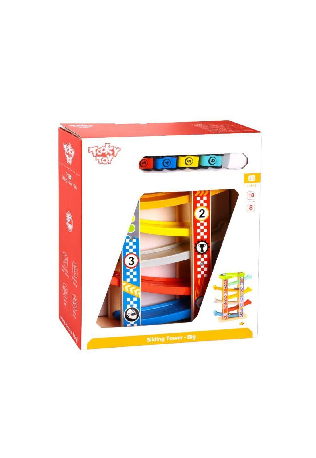 Pista Antideslizante de Autos de Madera Tooky Toy-2