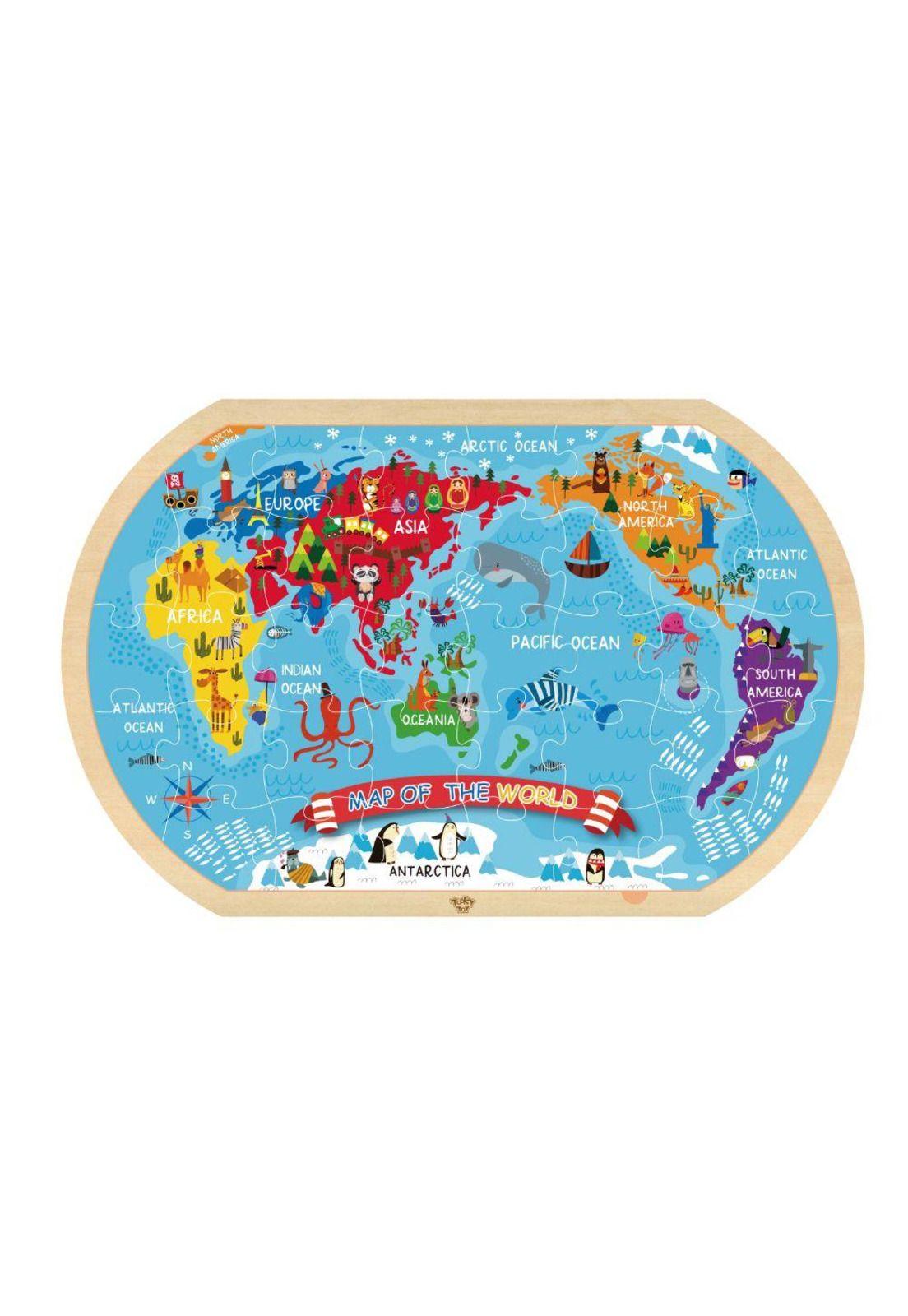 Puzzle Mapa del Mundo 37 Piezas Tooky Toy-0