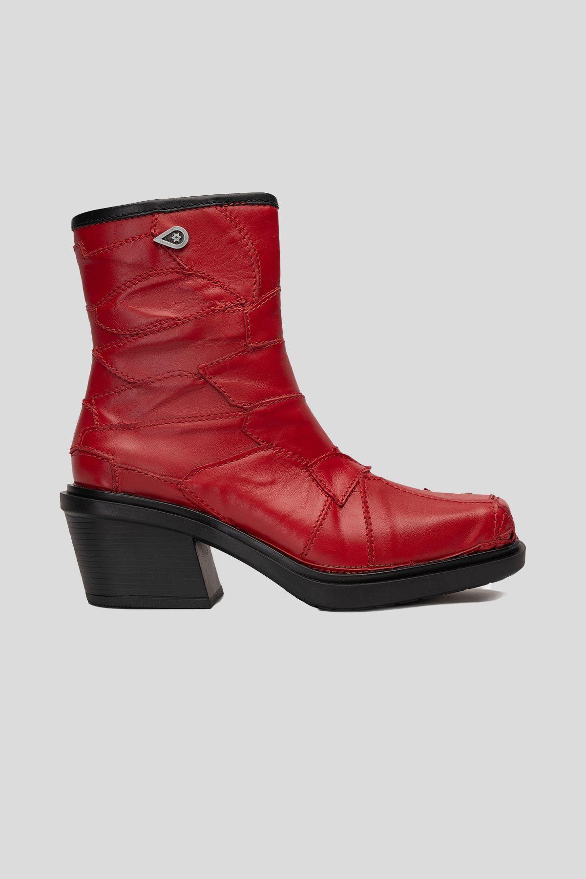 Botín Cuero Hela Constructor Rojo Landazuri-0