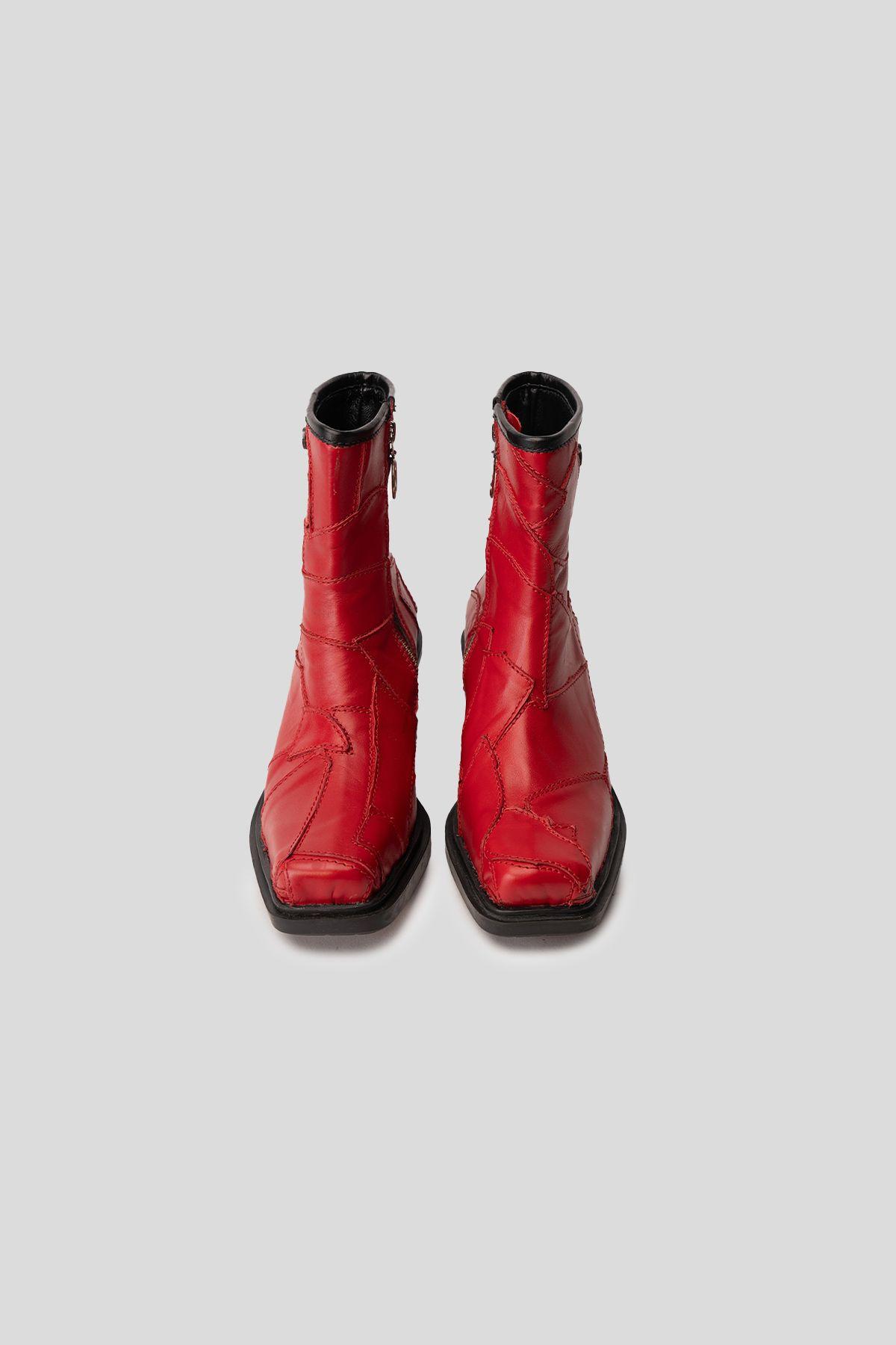 Botín Cuero Hela Constructor Rojo Landazuri-2