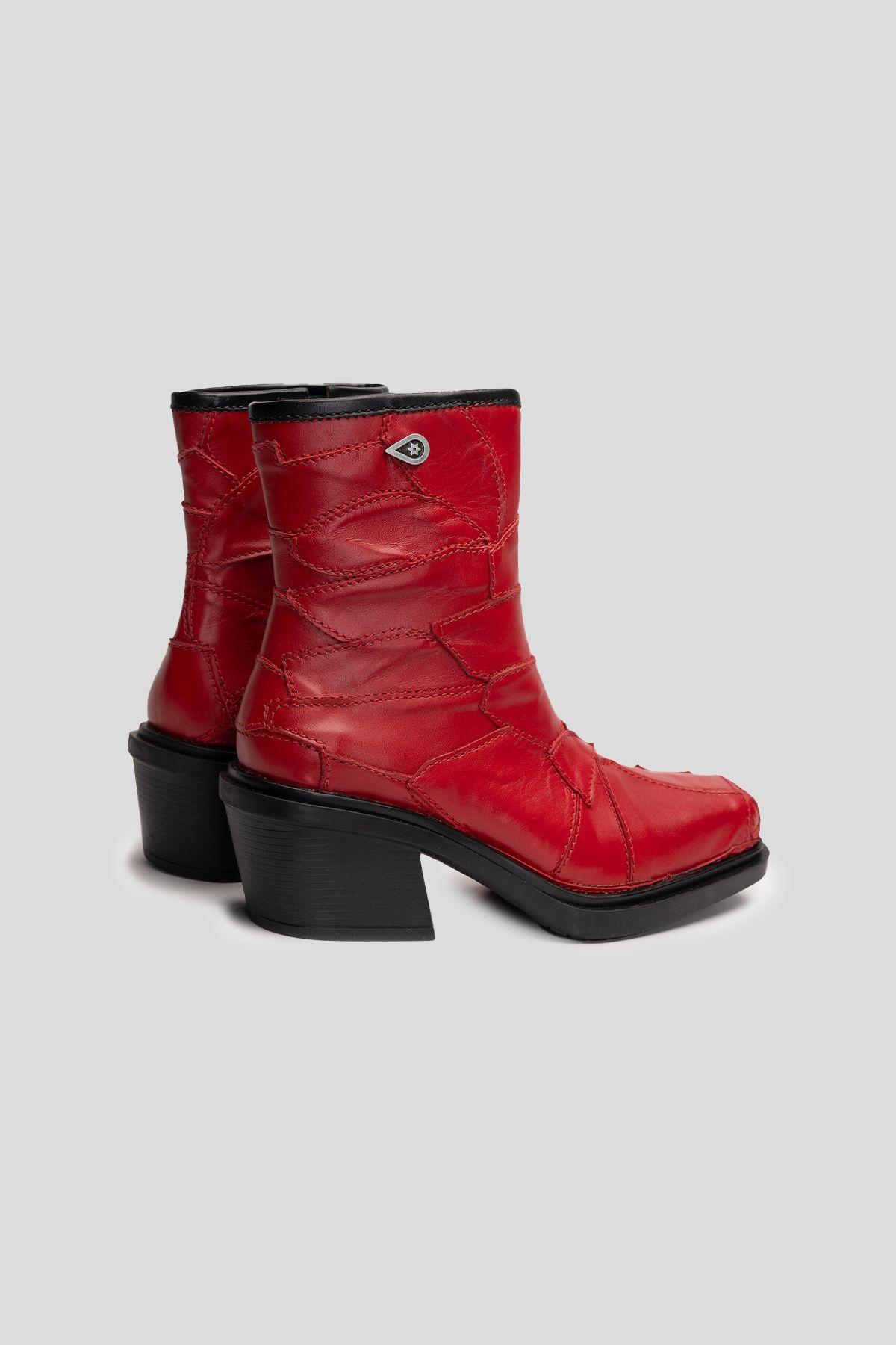 Botín Cuero Hela Constructor Rojo Landazuri-3