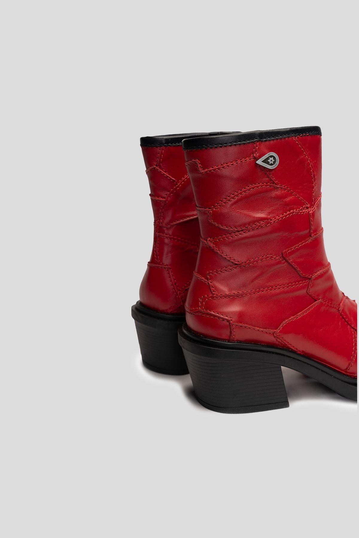 Botín Cuero Hela Constructor Rojo Landazuri-4