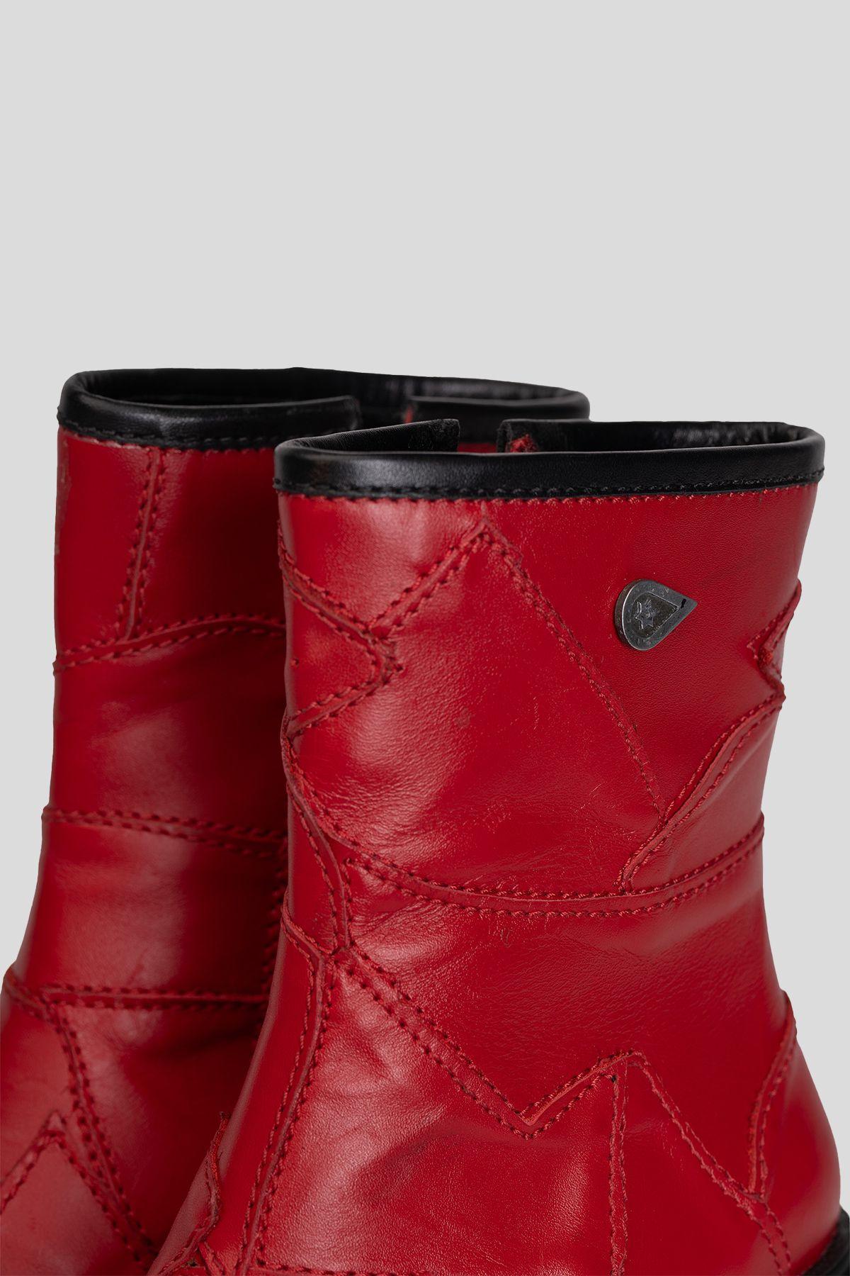 Botín Cuero Hela Constructor Rojo Landazuri-5