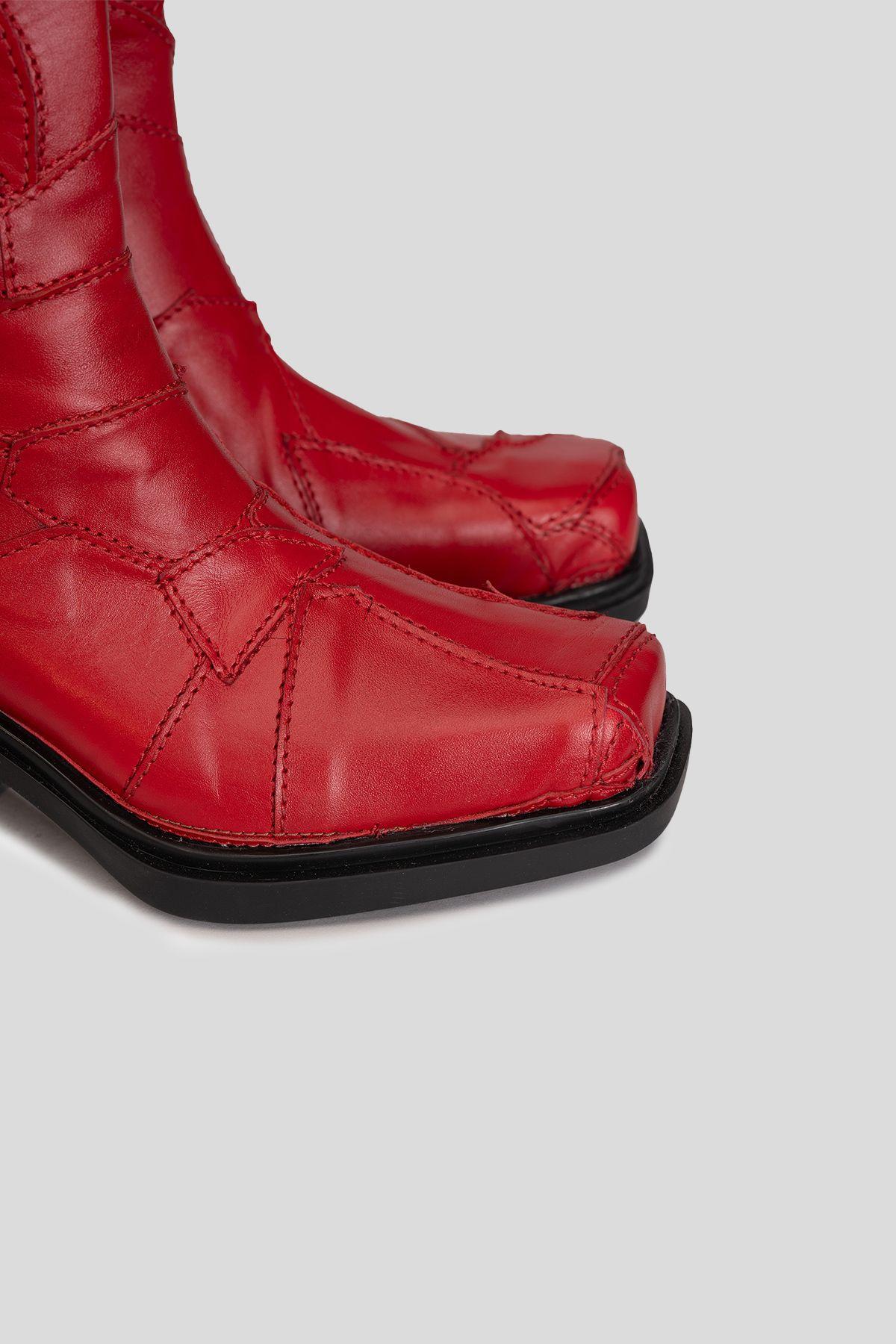Botín Cuero Hela Constructor Rojo Landazuri-6
