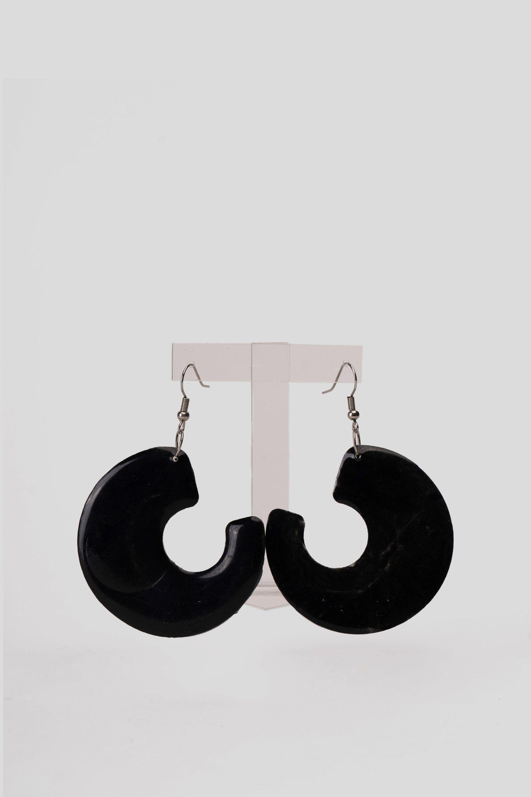 Pendientes Colgantes Diseño Media Luna Negro Zameta By Lina-0