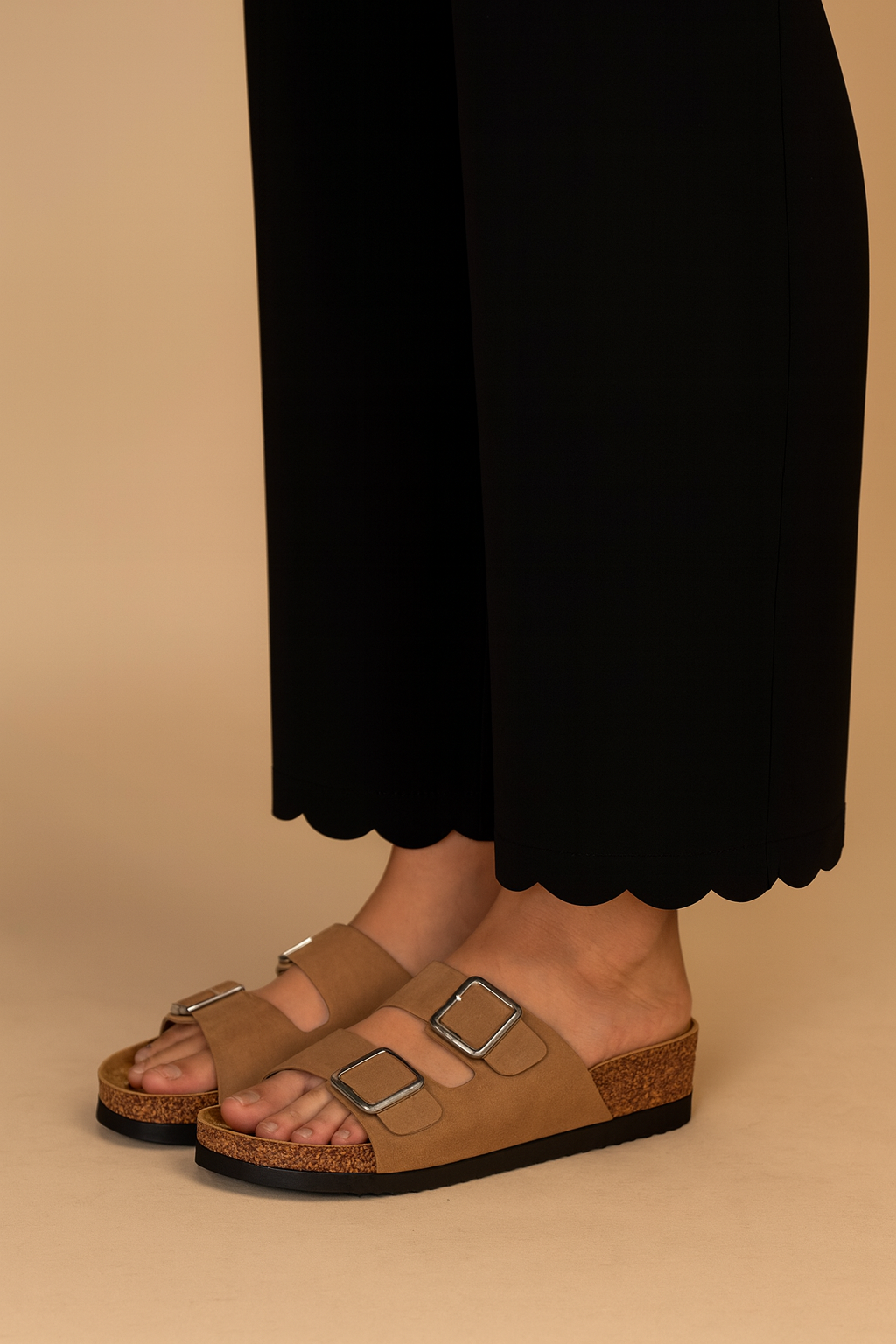 Sandalia Mujer Camel Arlequin Chancleta-3