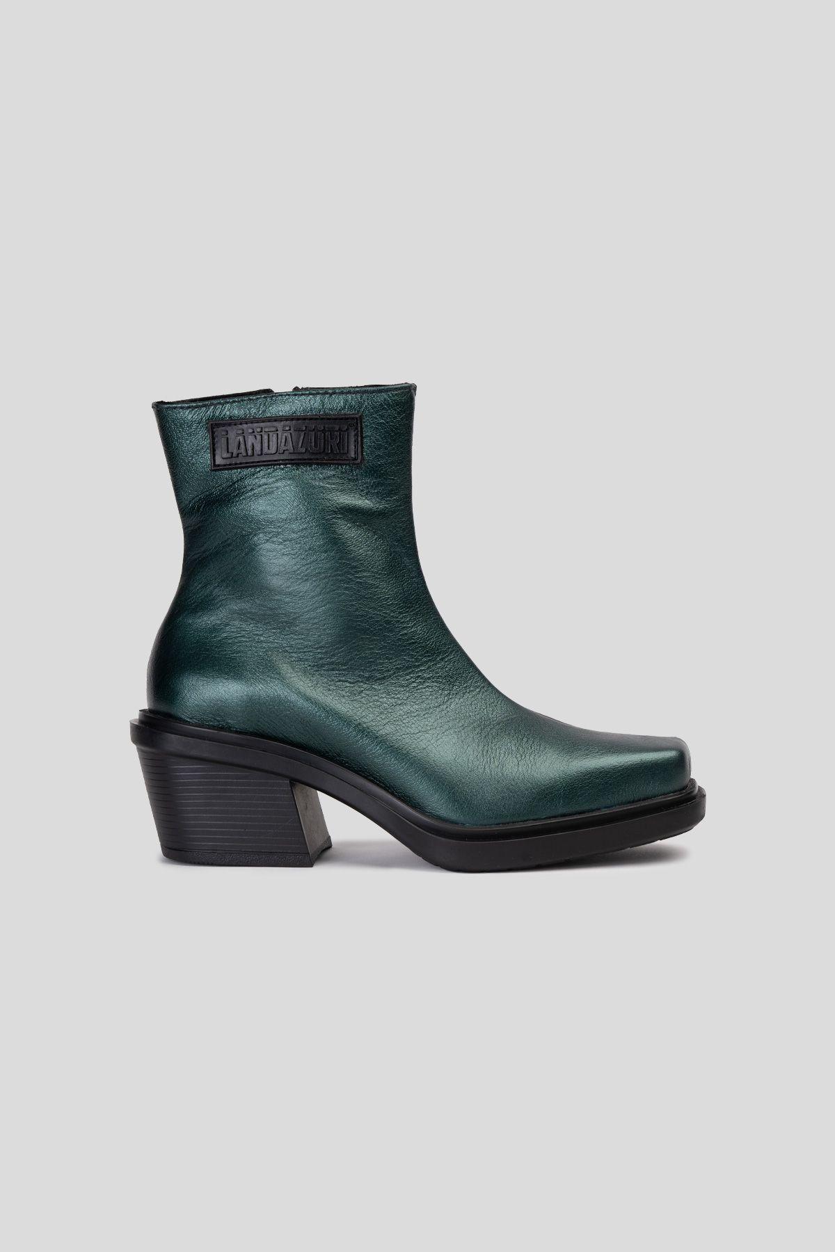 Botín Cuero Hela Caimán Verde Jade Landazuri-0