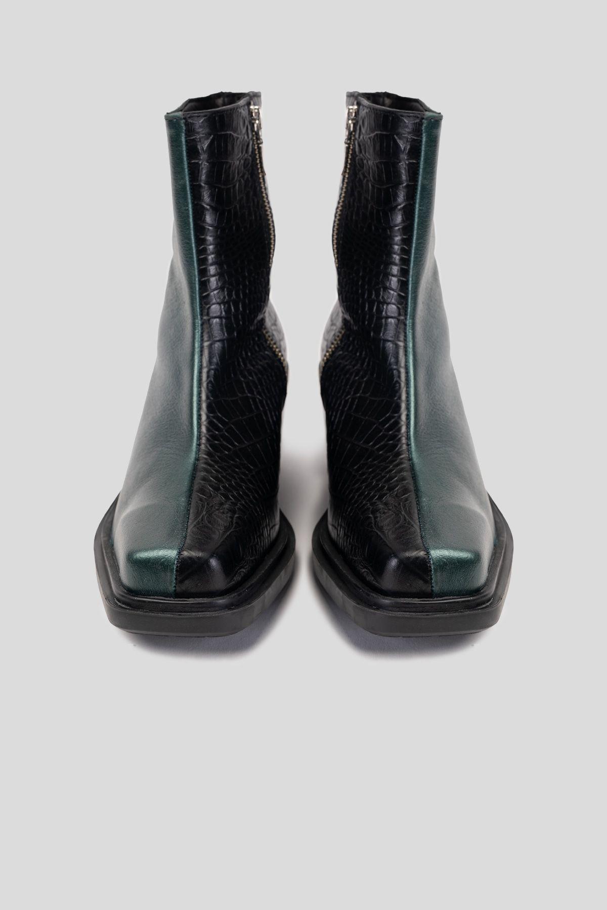 Botín Cuero Hela Caimán Verde Jade Landazuri-2