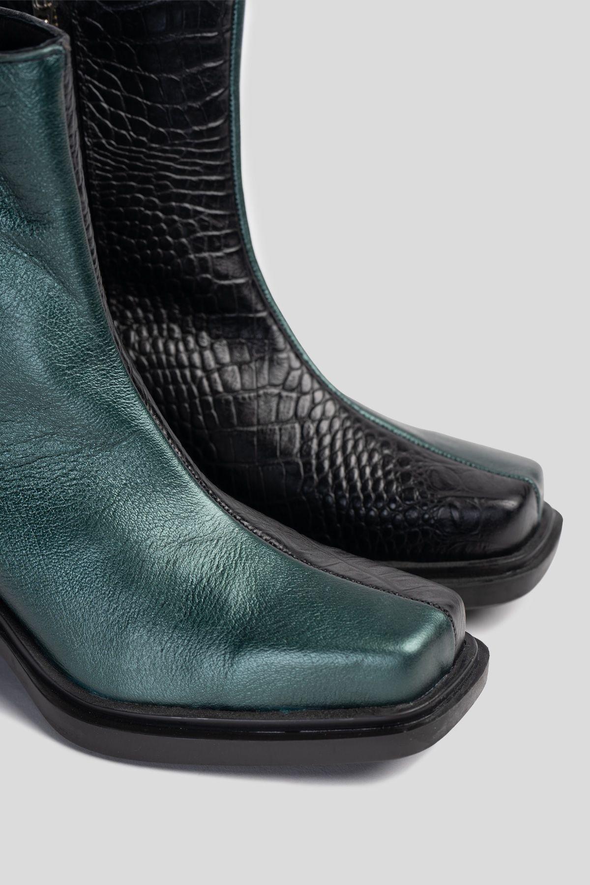 Botín Cuero Hela Caimán Verde Jade Landazuri-3