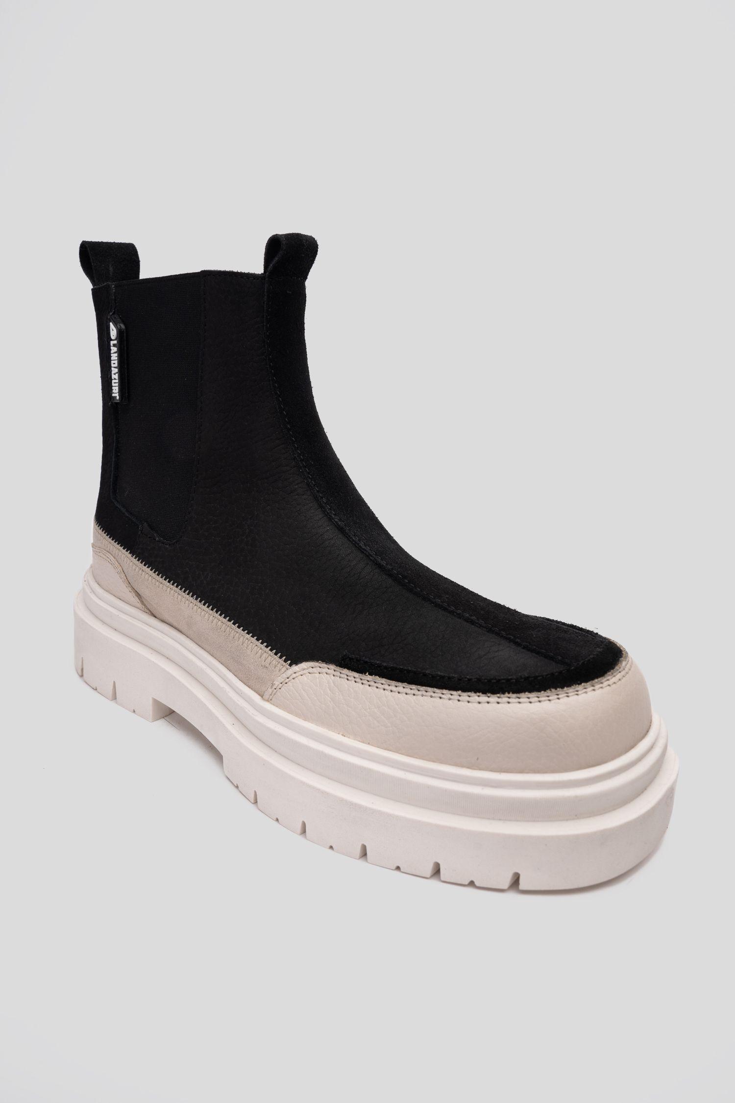 Botín Cuero Gaff Blanco Negro Landazuri-2