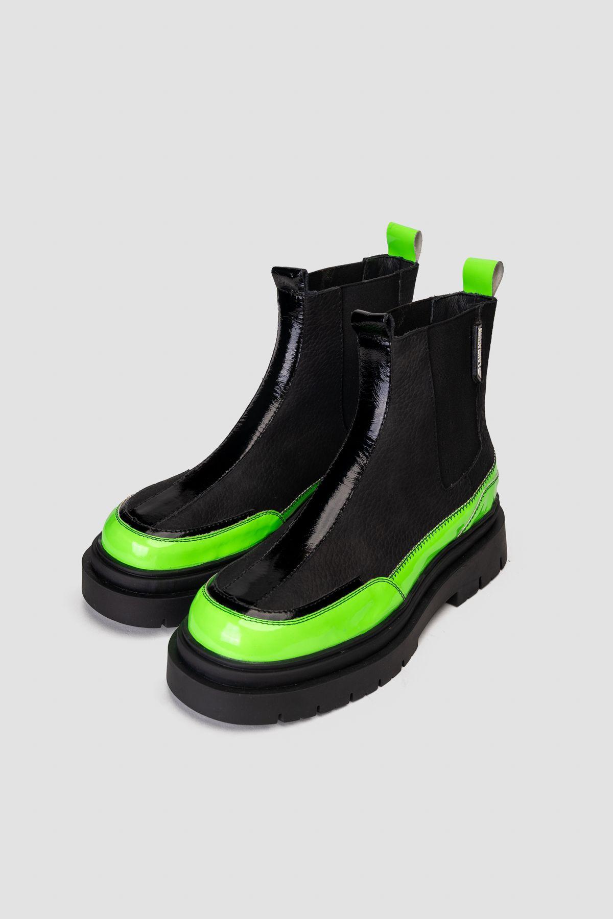 Botín Cuero Gaff Negro Verde Landazuri-2