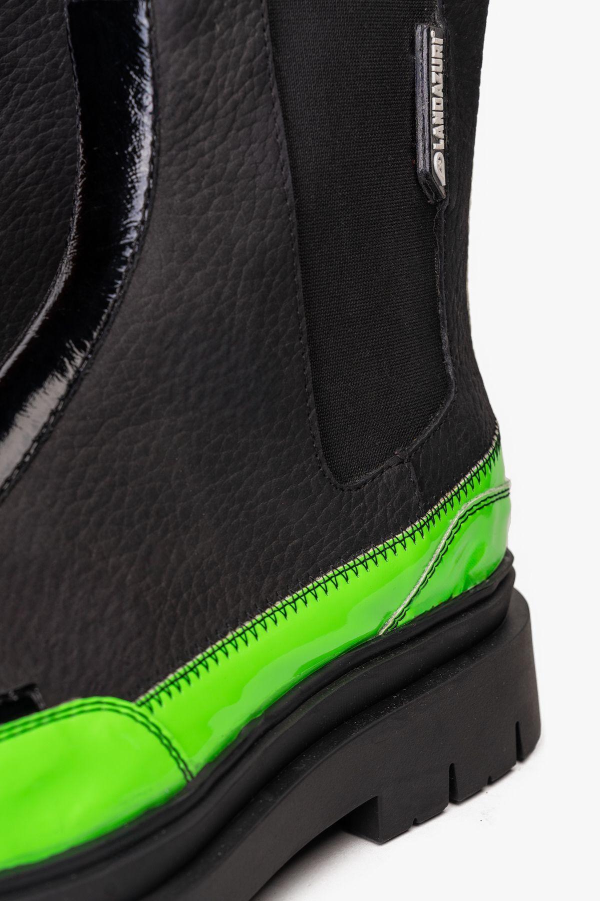 Botín Cuero Gaff Negro Verde Landazuri-3