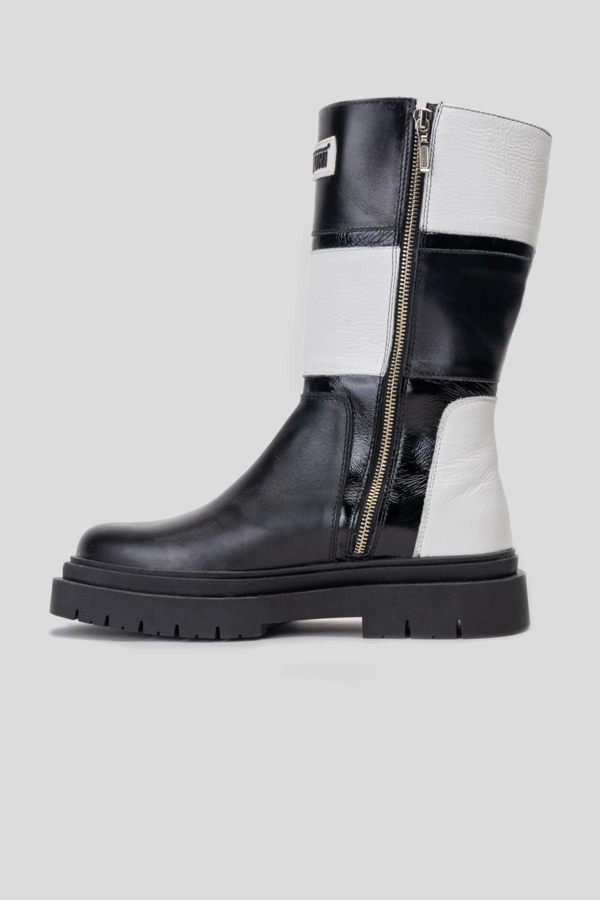 Bota Cuero Reah Blanco Negro Landazuri-1