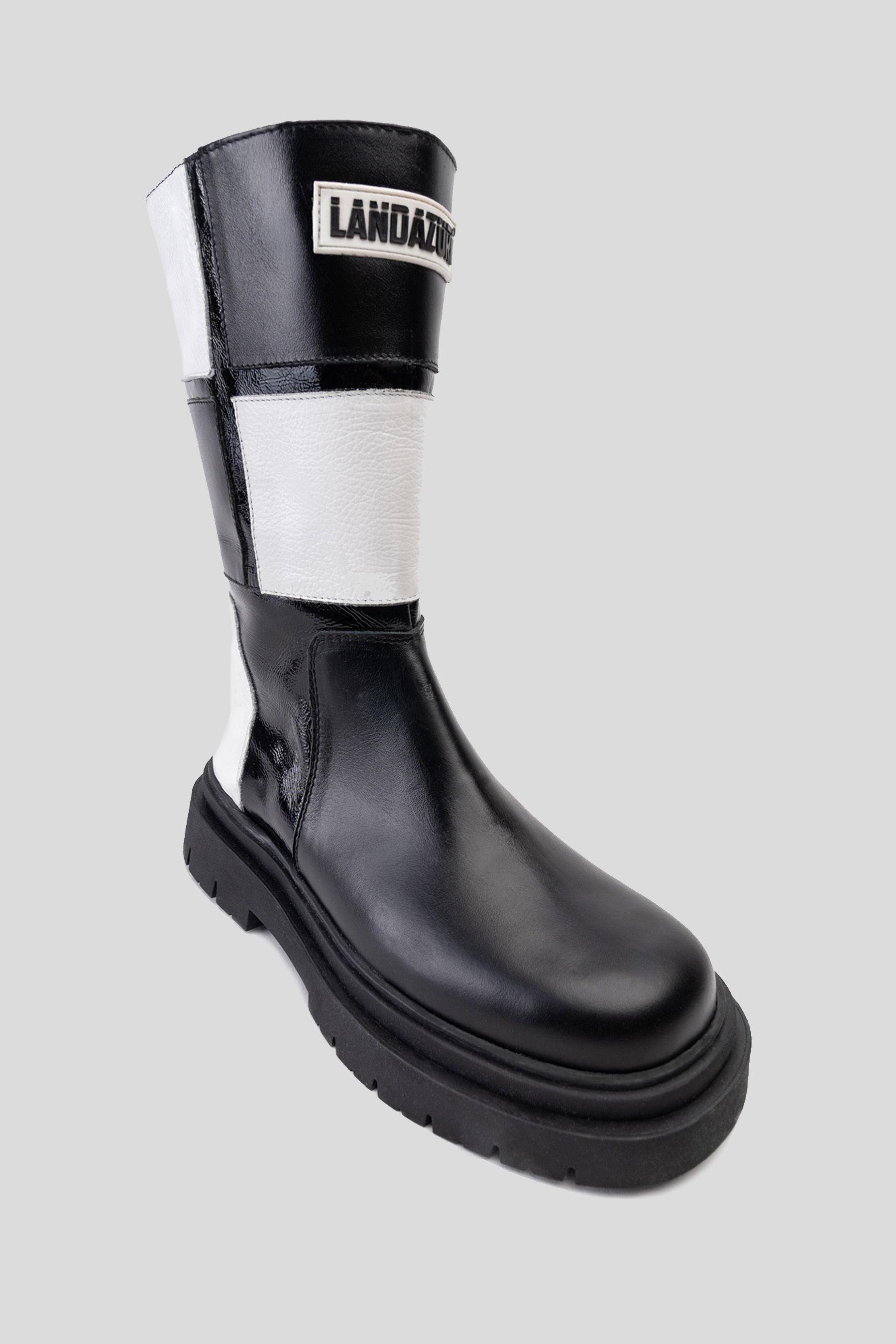 Bota Cuero Reah Blanco Negro Landazuri-2