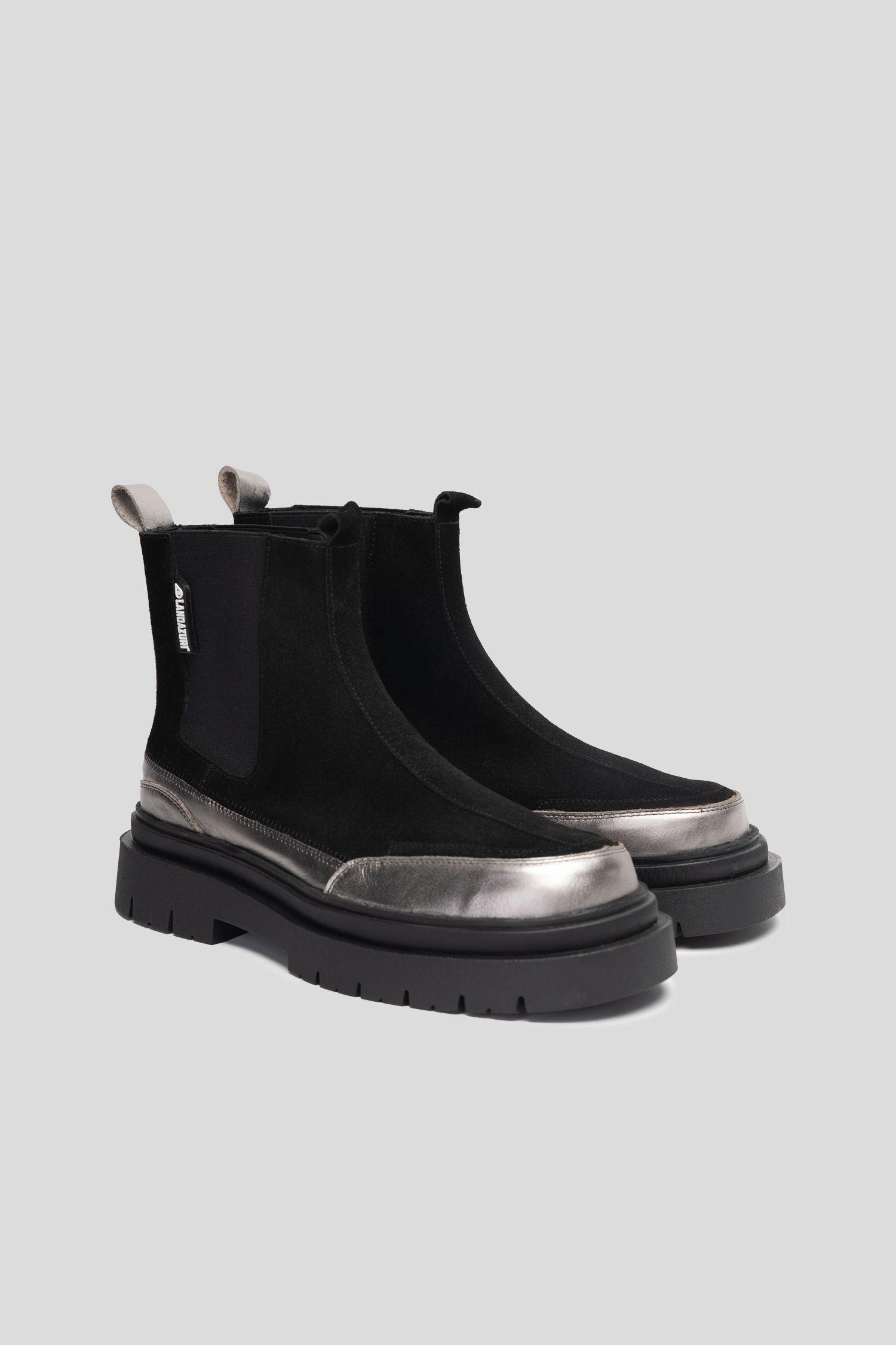 Botín Cuero Gaff Negro Plata Landazuri-1