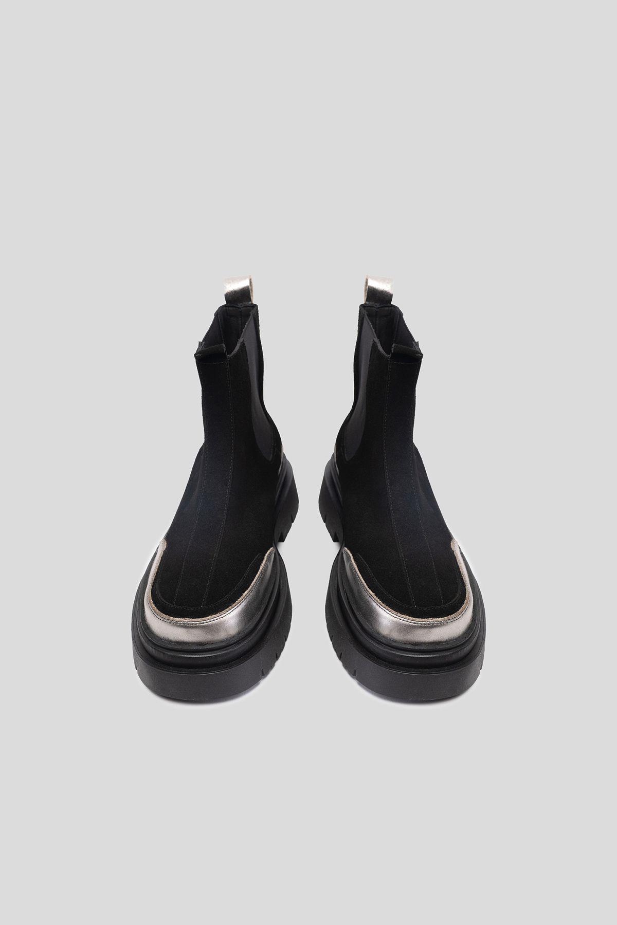 Botín Cuero Gaff Negro Plata Landazuri-2