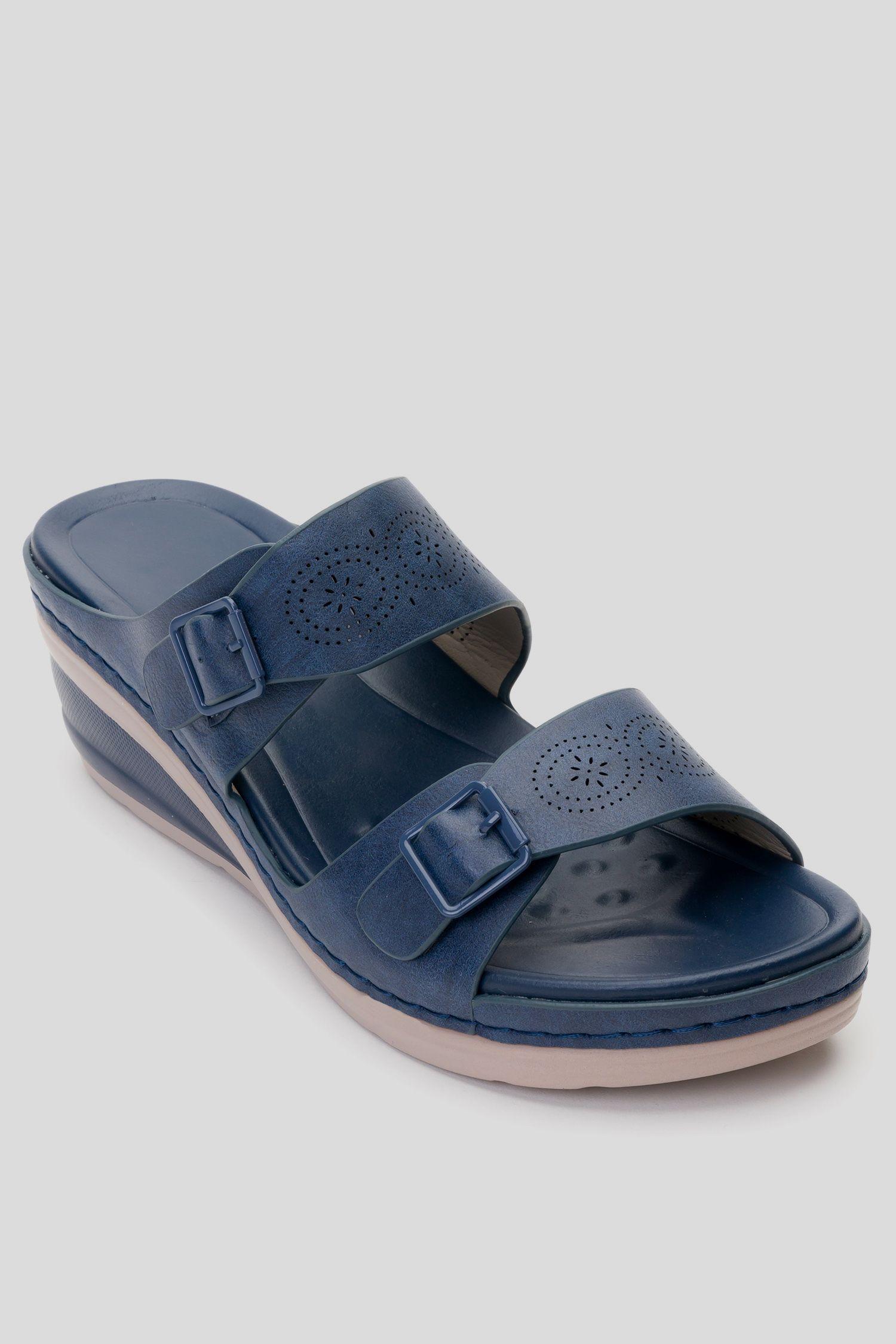 Sandalia Mujer Azul Palma Chancleta-2