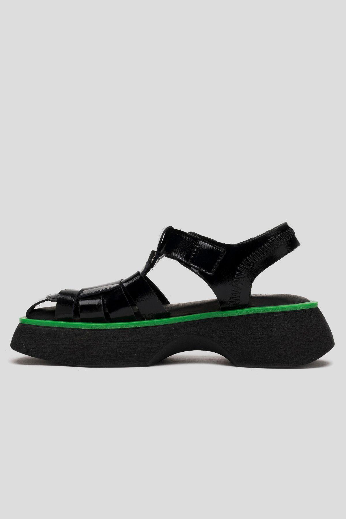 Sandalía Cuero Narval Negro/Verde Landazuri-1