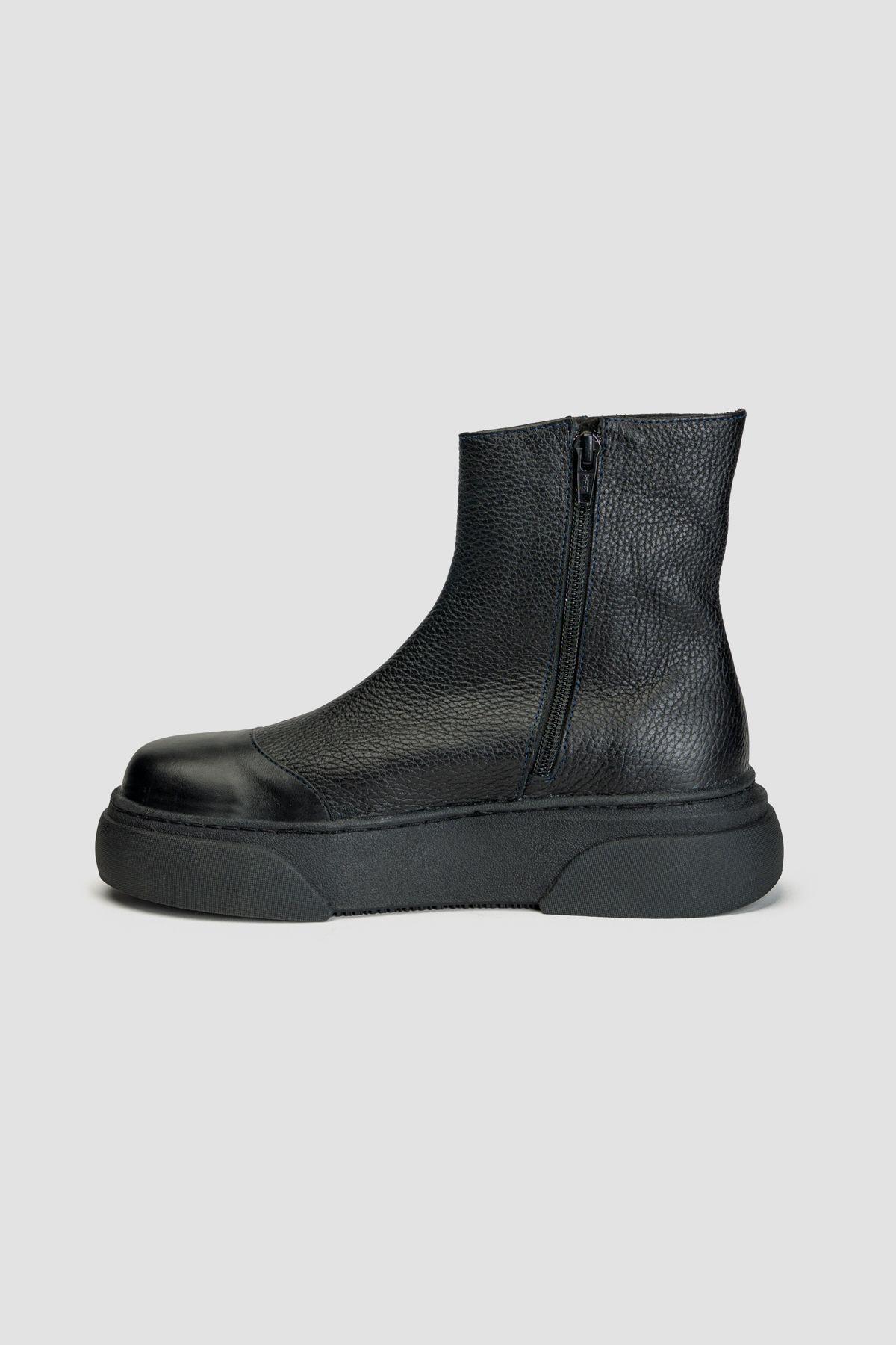 Zapatilla Cuero Frigg Negra Azul Landazuri-5