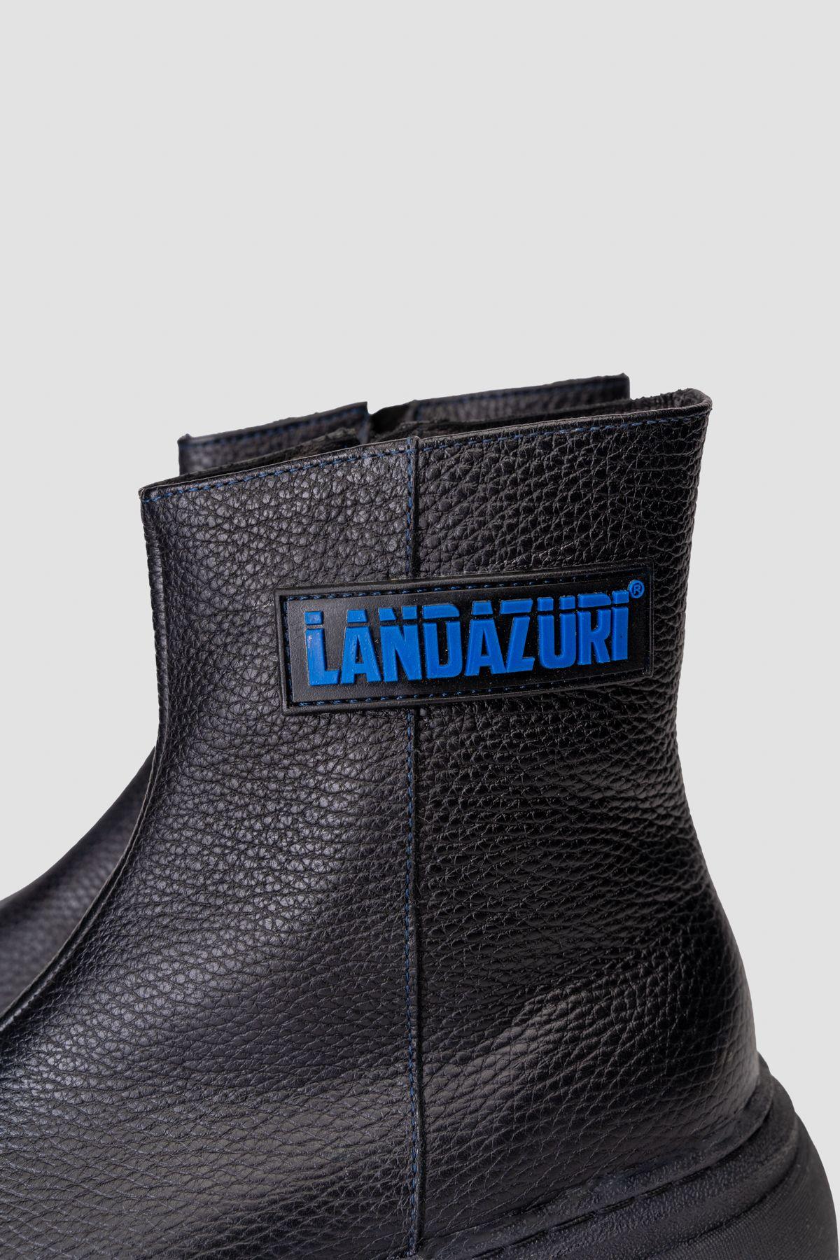 Zapatilla Cuero Frigg Negra Azul Landazuri-7