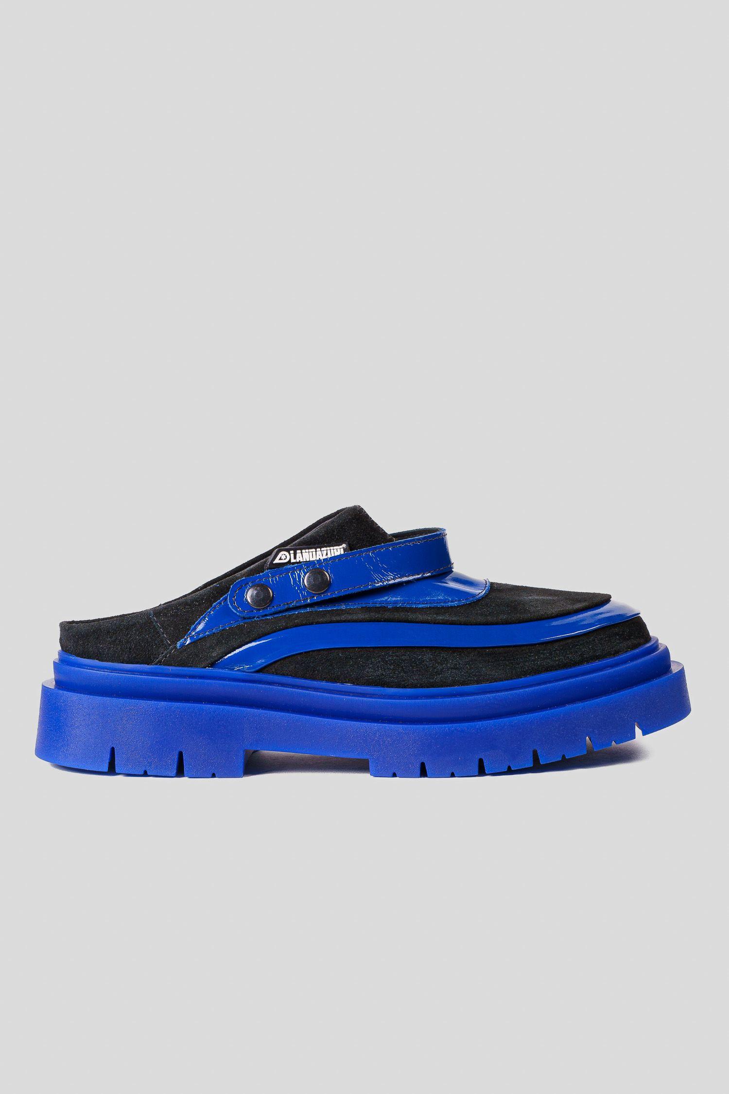 Zapato Cuero Mule Adriático Azul Negro Landazuri-0