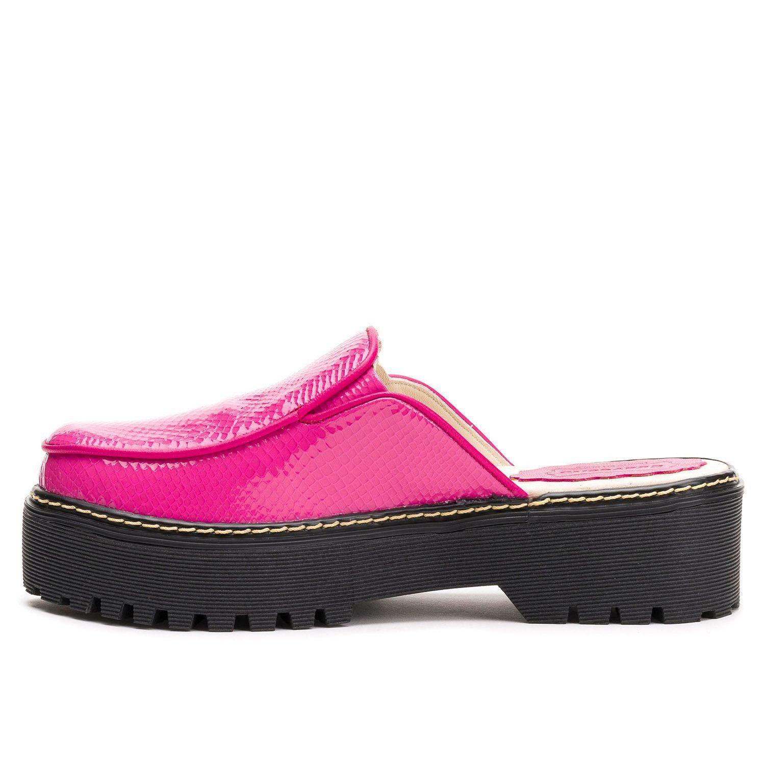 Zueco Cuero Boa Fucsia Suavecito-1